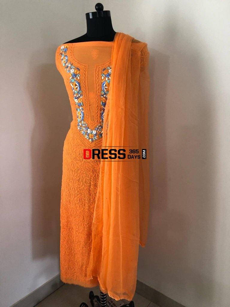 Pure Georgette Parsi Ghara Chikankari Suit Suits