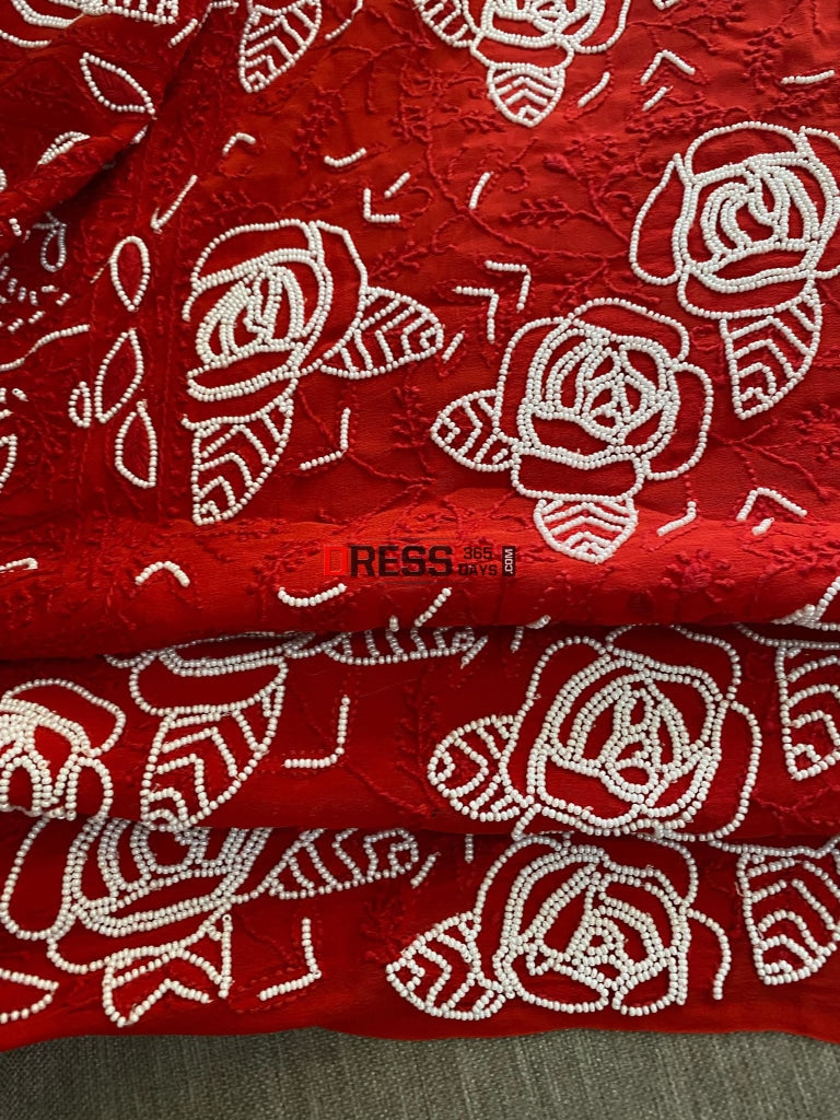 Red Pearl Lucknowi Chikankari Suit Suits