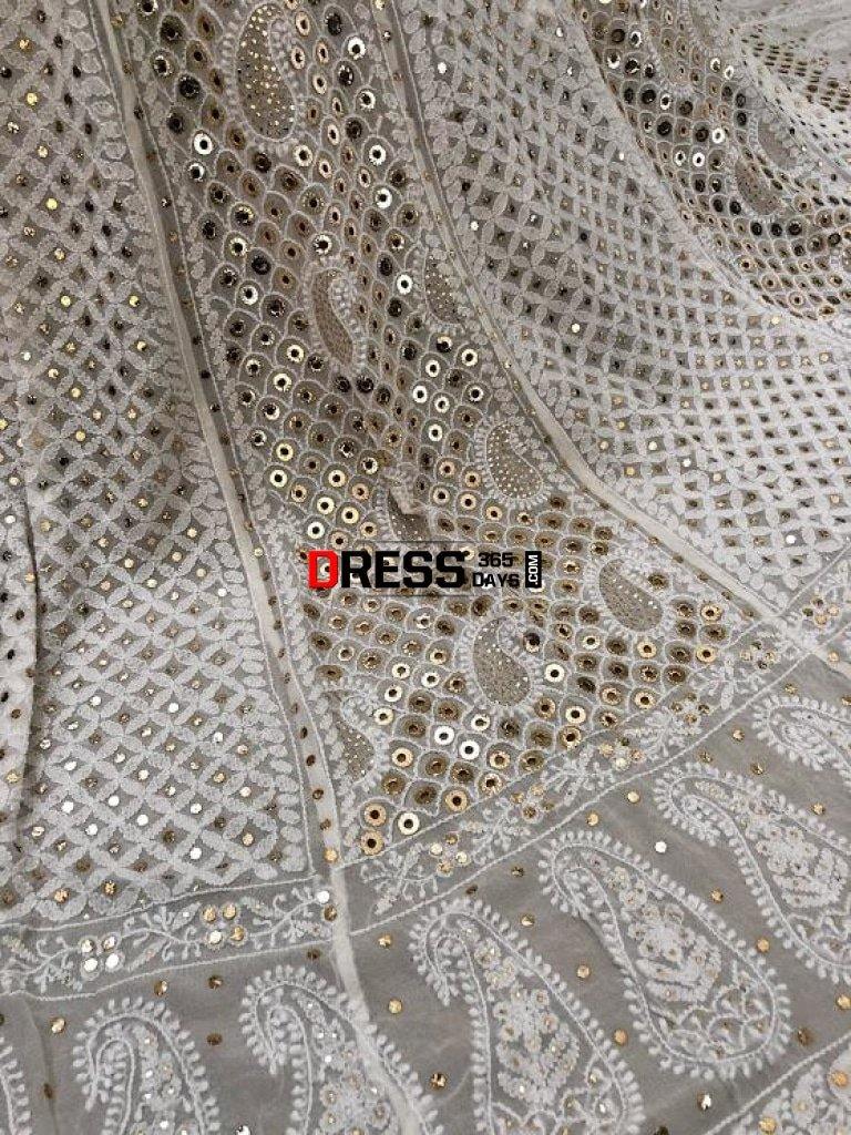 Ring Mukaish Chikankari Lehenga Set