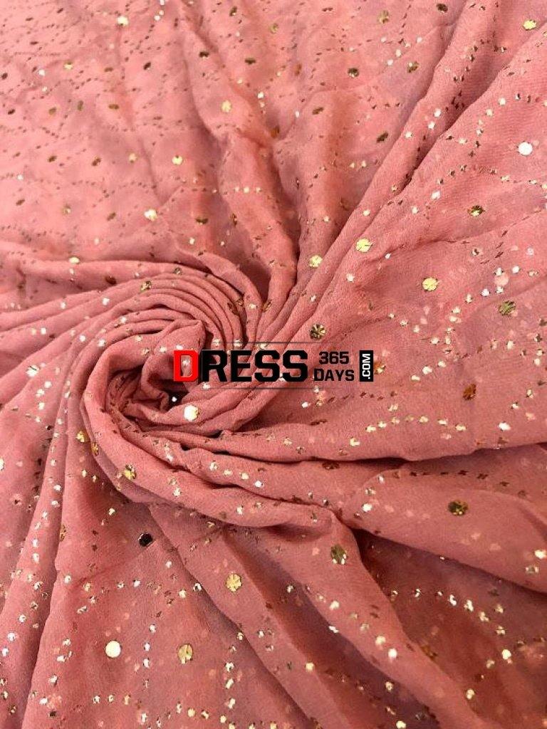 Taupe Brown Mukaish Dupatta Chikankari