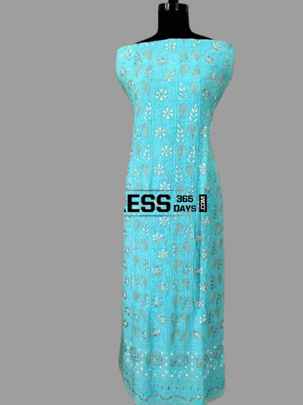 Viscose Georgette Gota Patti and Beads Work Chikankari Suit - Dress365days