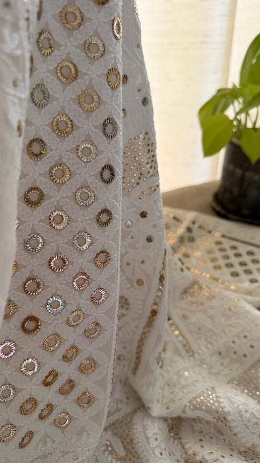 Ivory White Mukaish Suit for Women