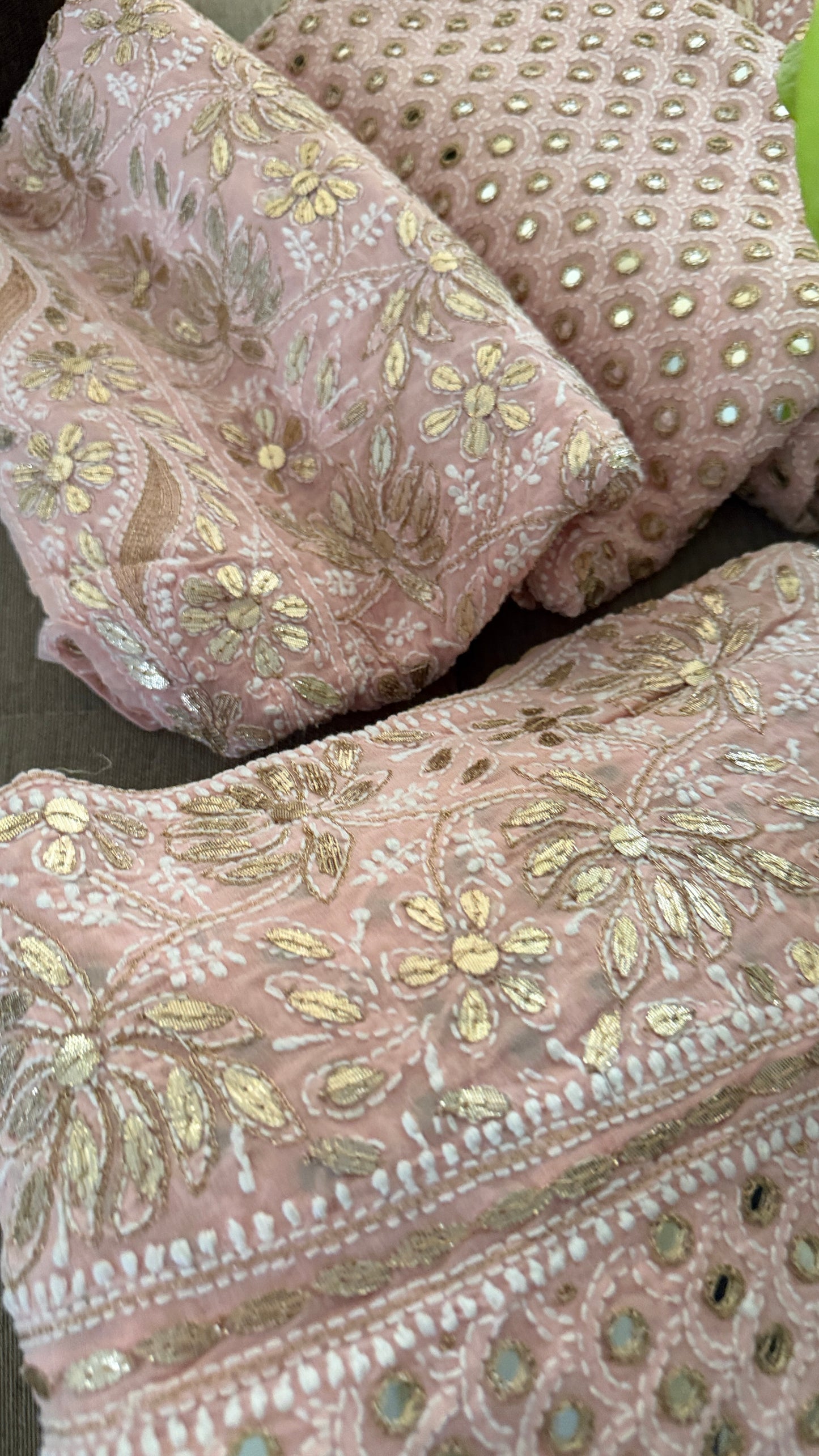 Pastel Pink Mirror & Gota Patti Chikankari Lehenga Set