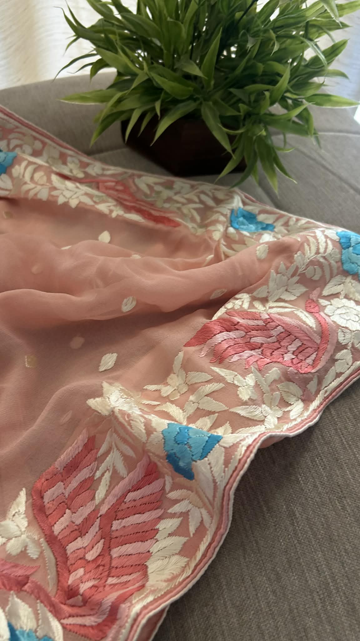 Designer Light Pink Parsi Gara Dupatta