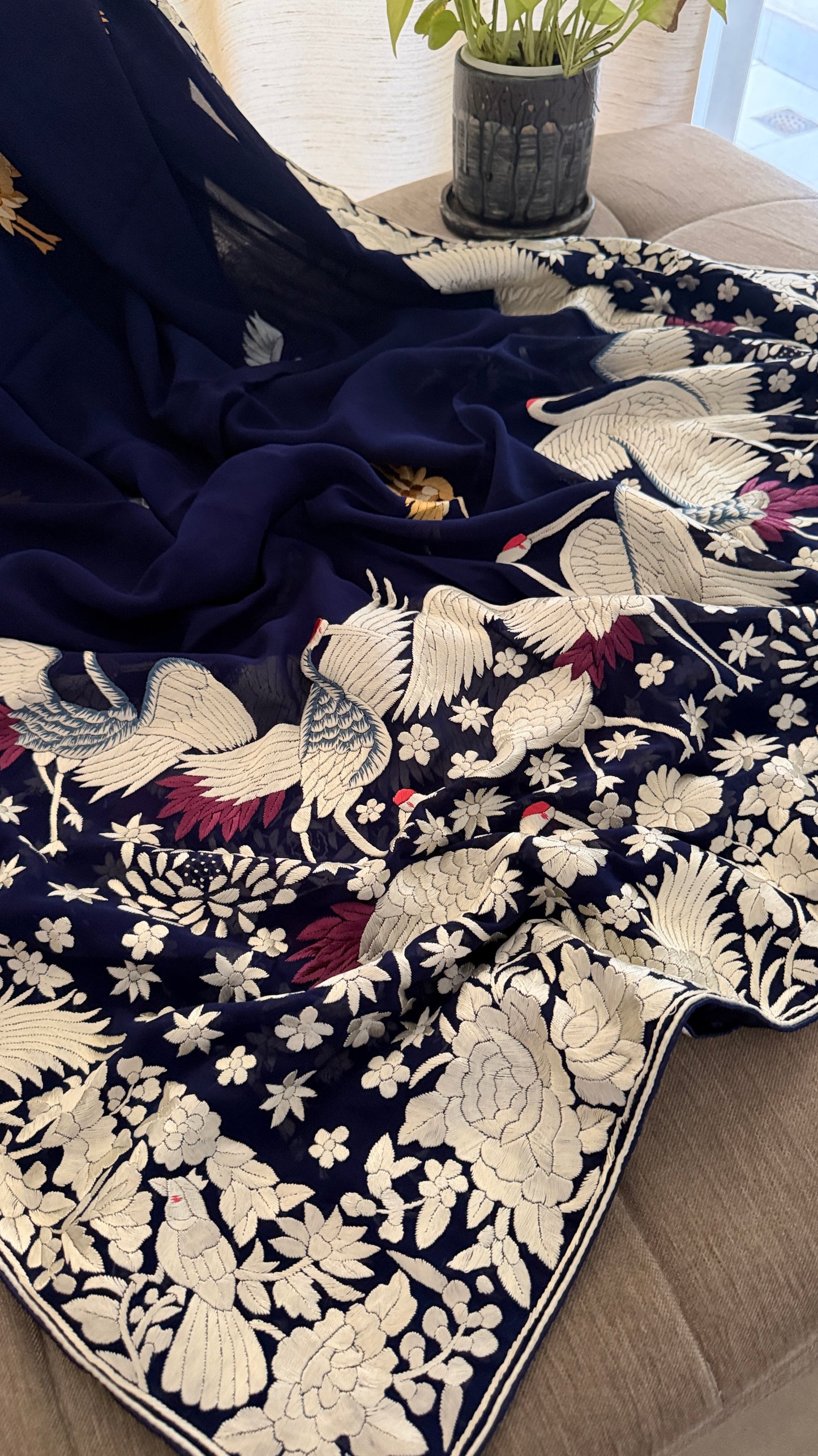 Pre Order Heirloom Navy Parsi Gara Dupatta