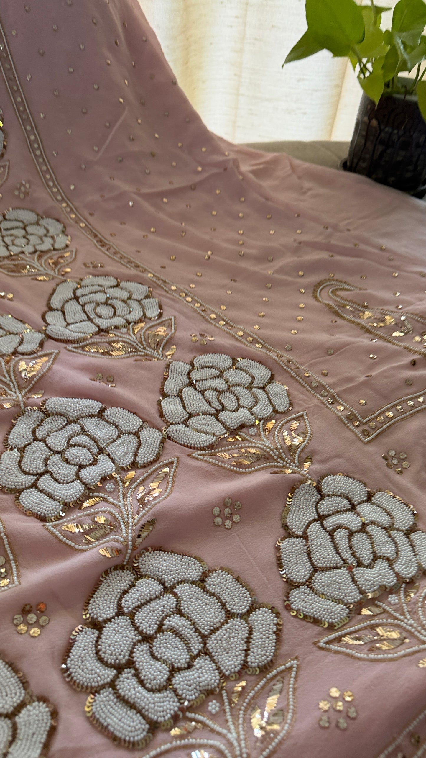Masterpiece Pastel Pink Pearl Mukaish Suit