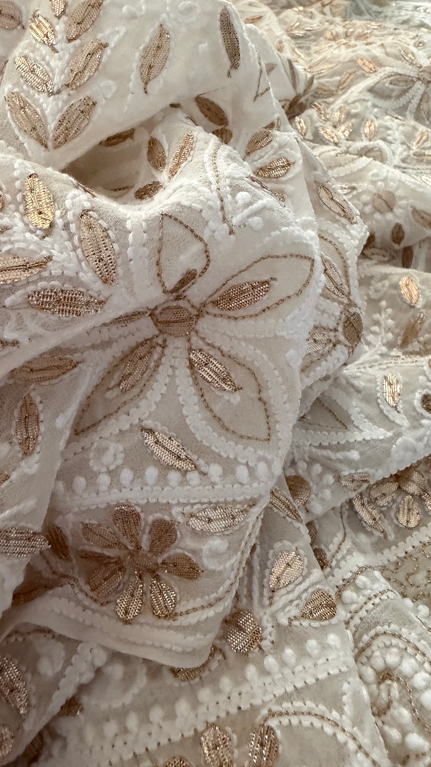 Ivory White Gota Patti Chikankari Dupatta