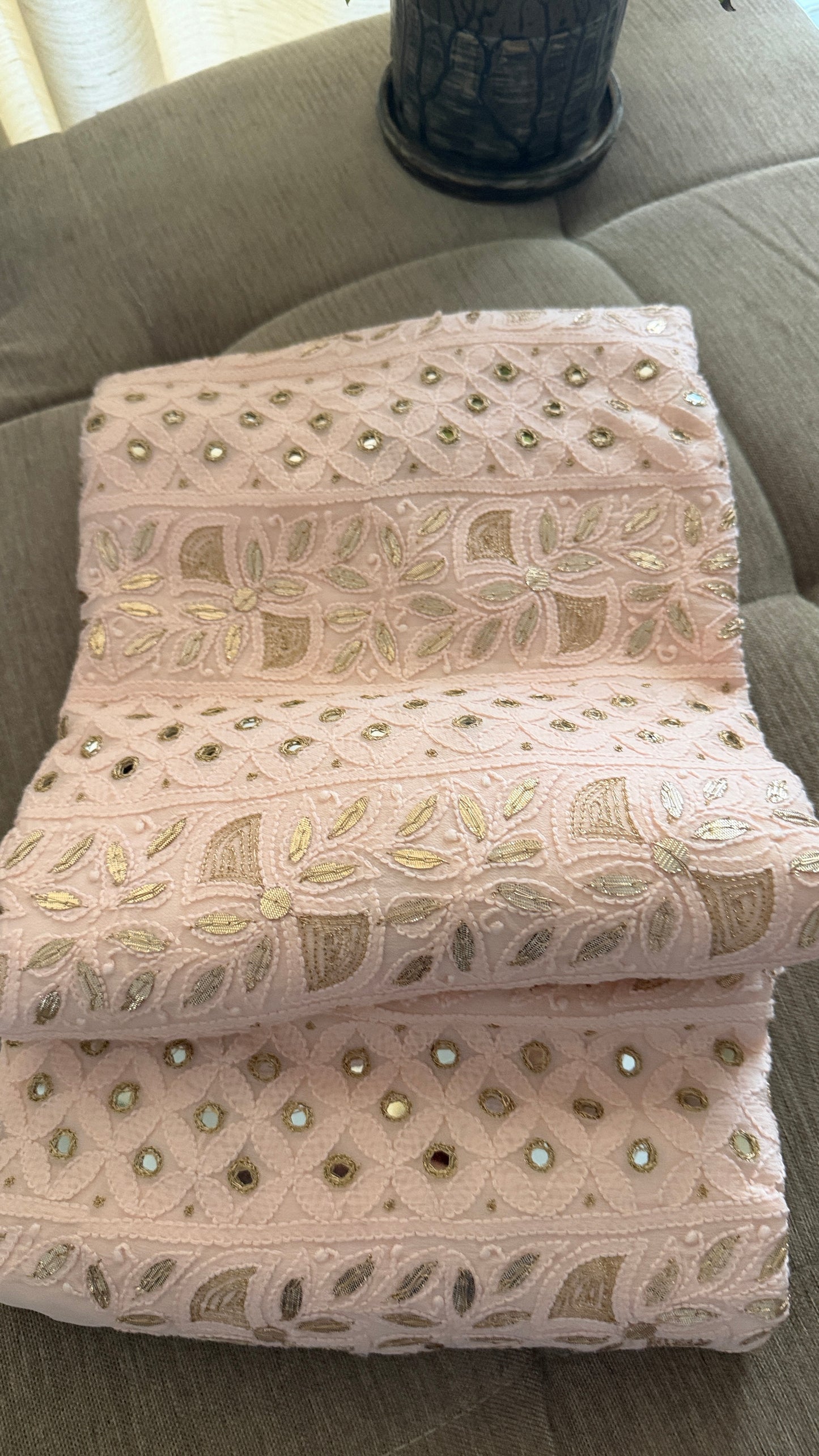 Pastel Pink Mirror & Gota Patti Chikankari Suit