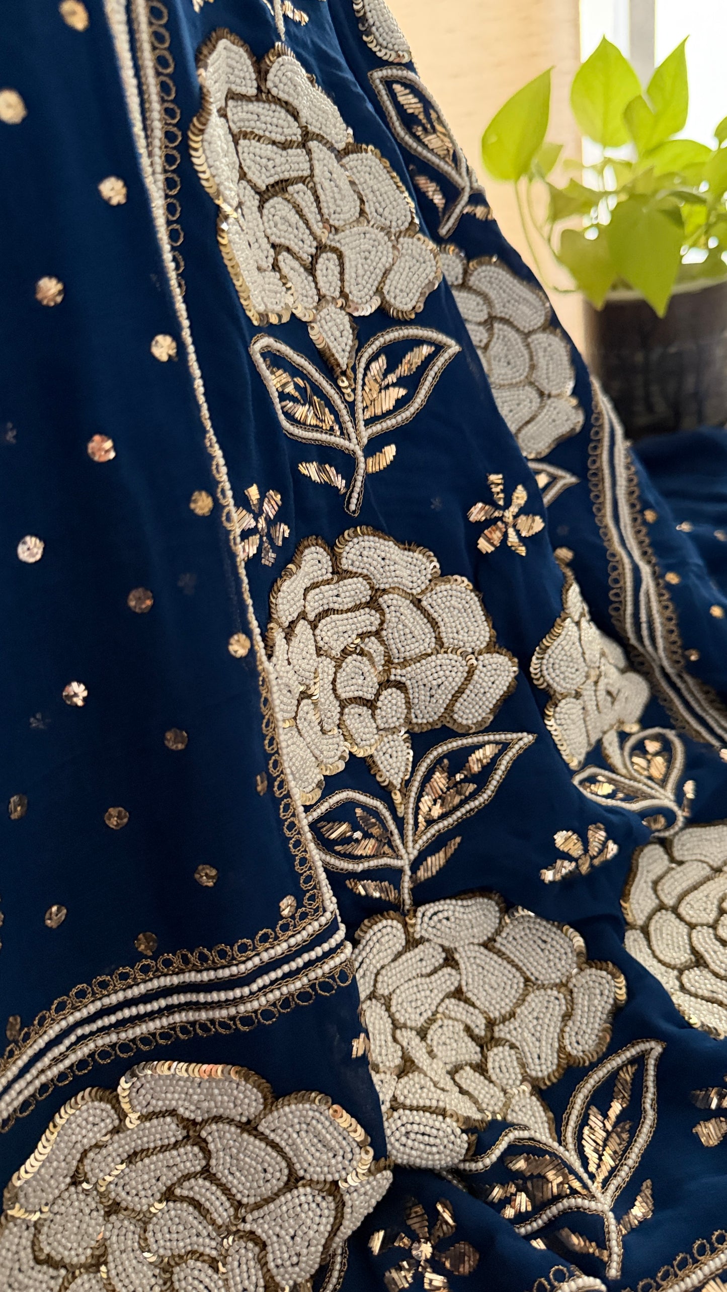 Masterpiece Royal Blue Pearl Kamdani Suit - Festive Collection
