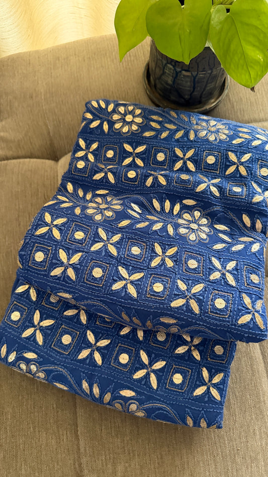 Dusty Blue Gota Patti Lucknowi Chikankari Suit