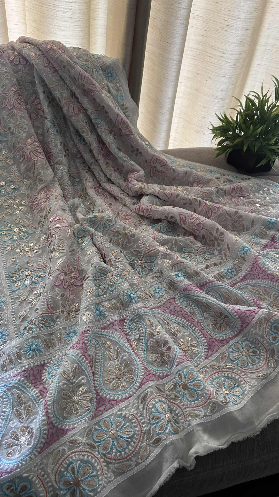 Multicolour Gota Patti Chikankari Dupatta