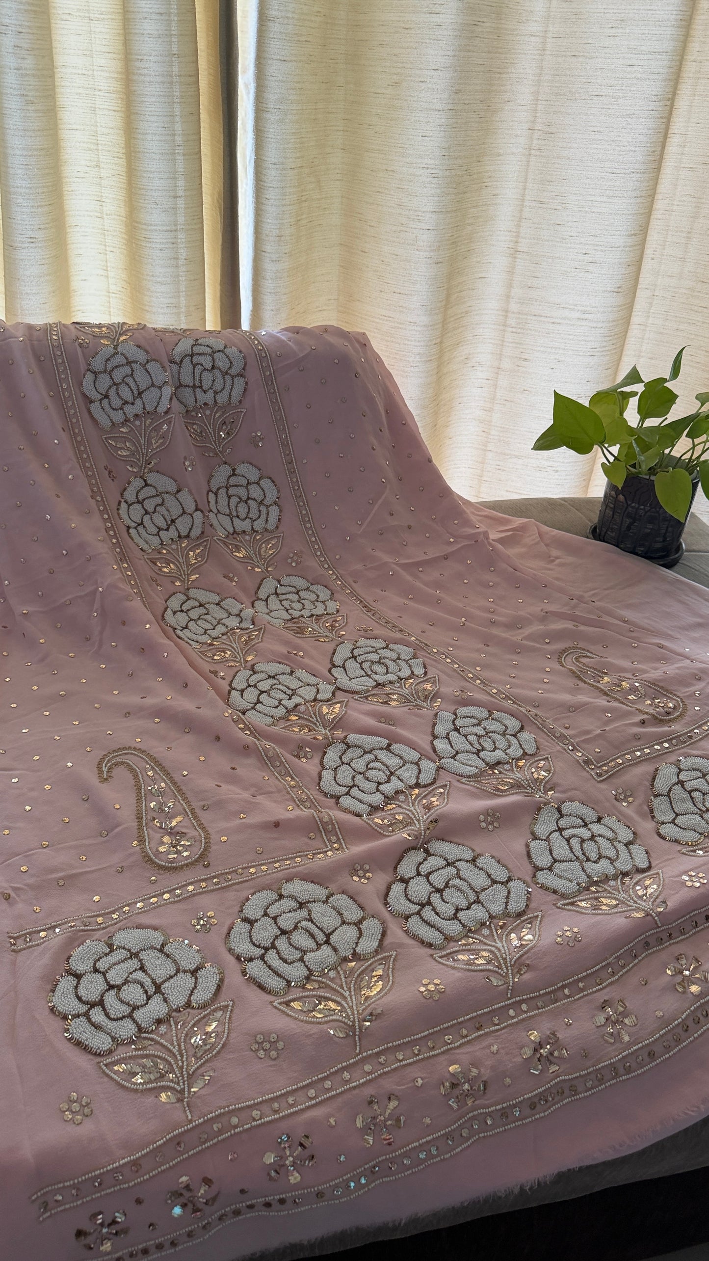 Masterpiece Pastel Pink Pearl Mukaish Suit