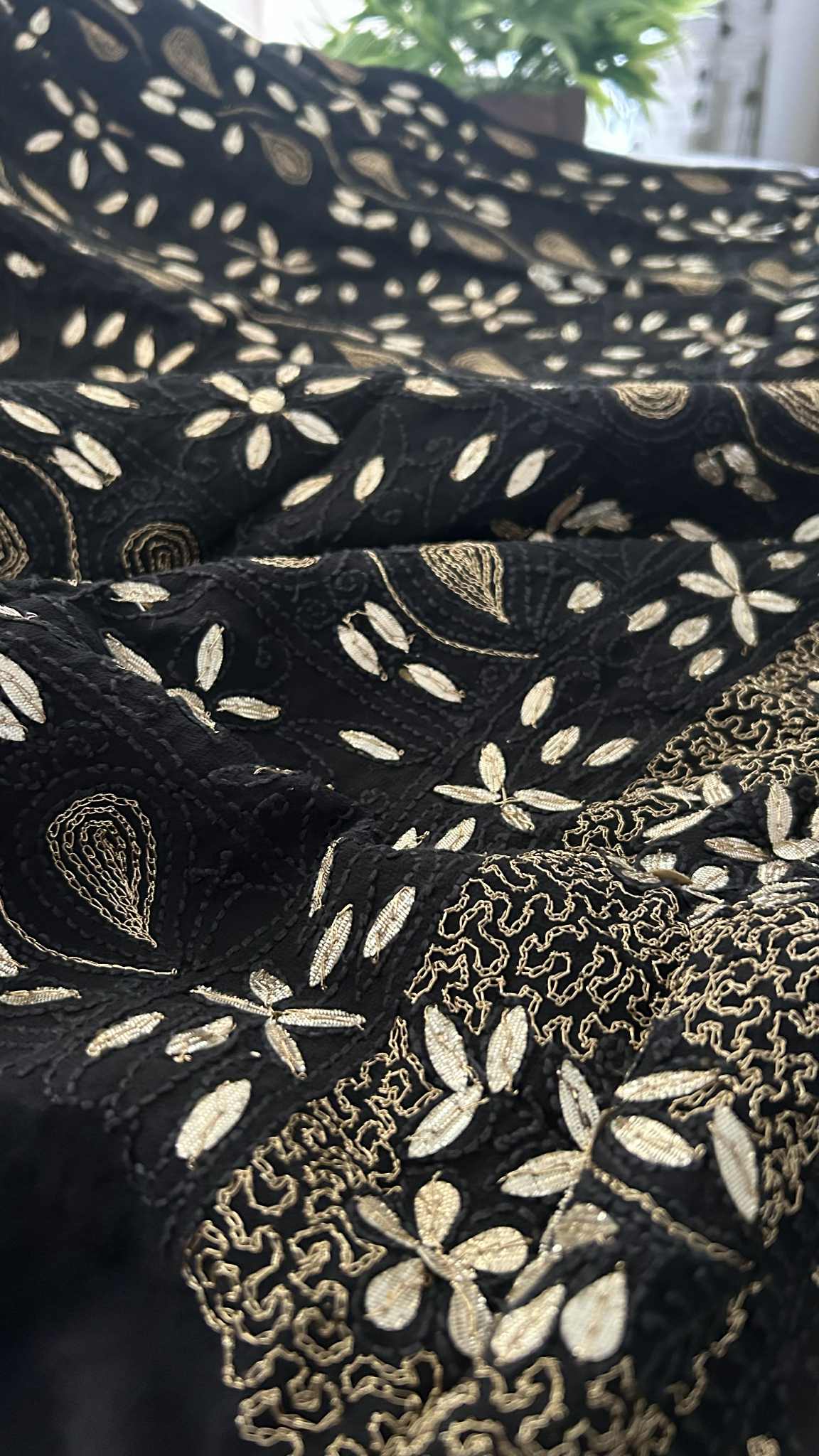Black Gota Patti Unstitched Chikankari Suit (Kurta & Dupatta)