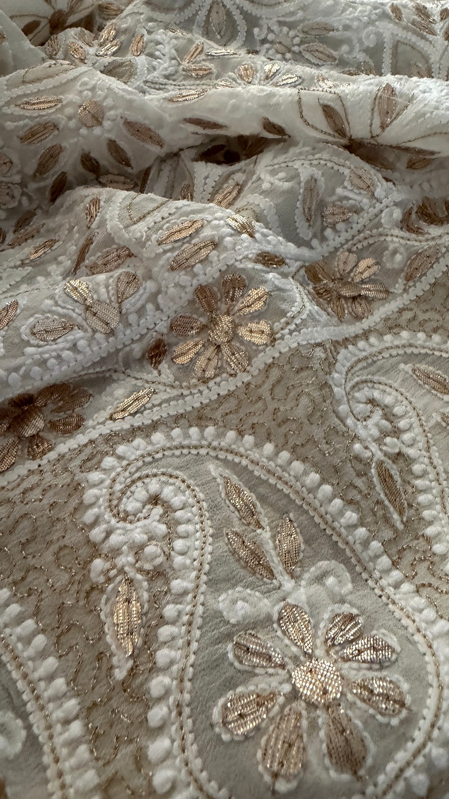 Ivory White Gota Patti Chikankari Dupatta