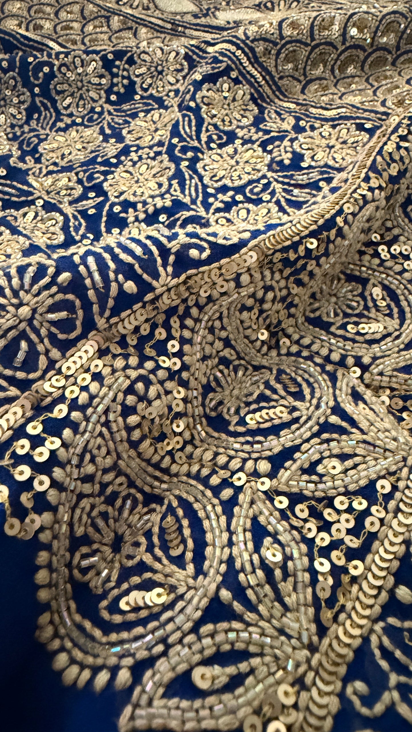 Royal Blue Gold Chikankari Suit for Women