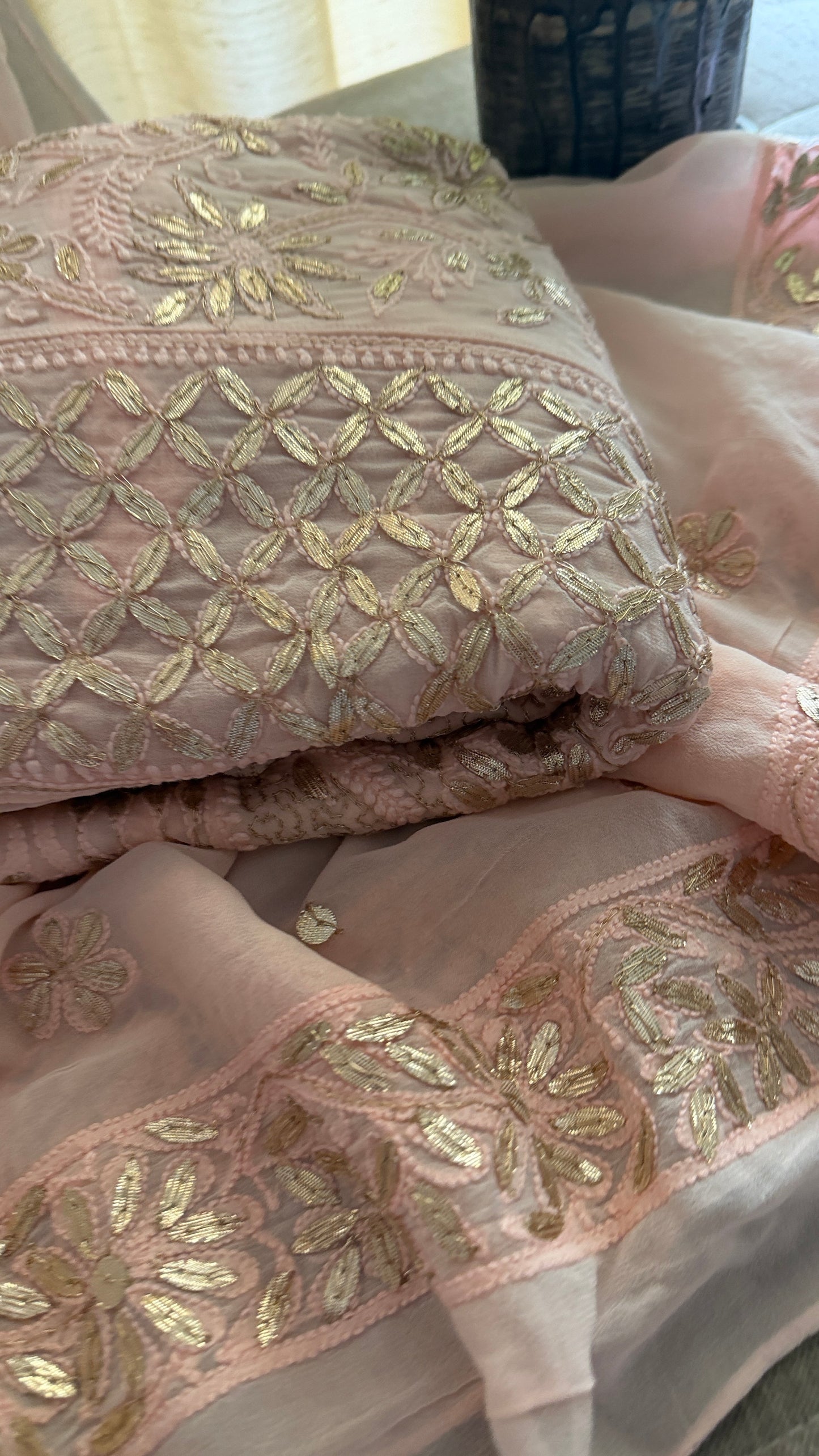 Designer Pink Gota Patti Chikankari Anarkali Suit (Anarkali And Dupatta)
