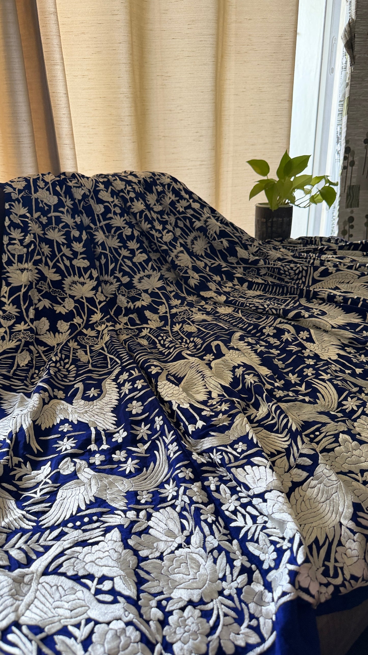 Masterpiece Navy Ivory Parsi Gara Lehenga Set