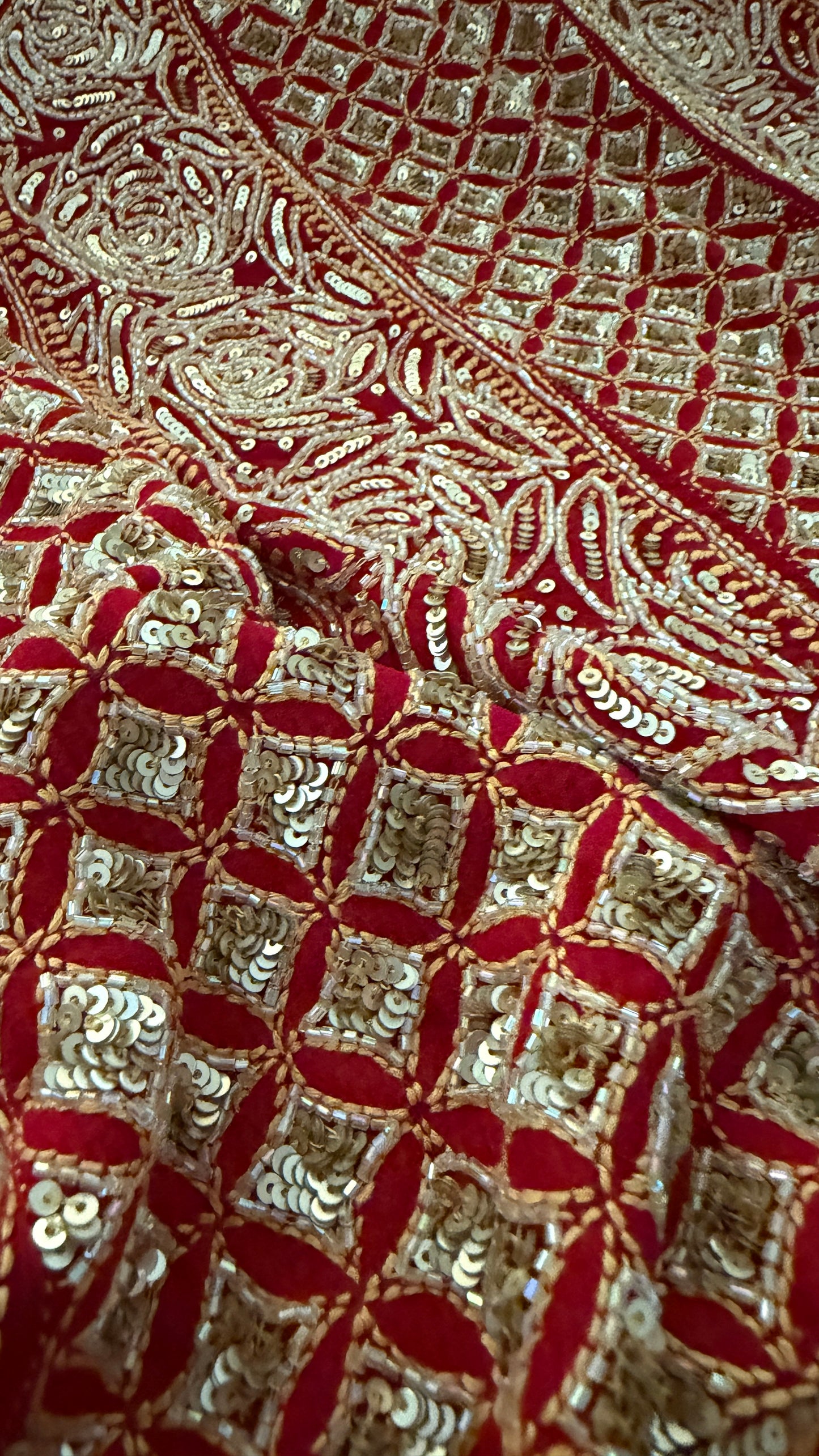 Masterpiece Red Cut Dana & Sequins Work Chikankari Anarkali Suit