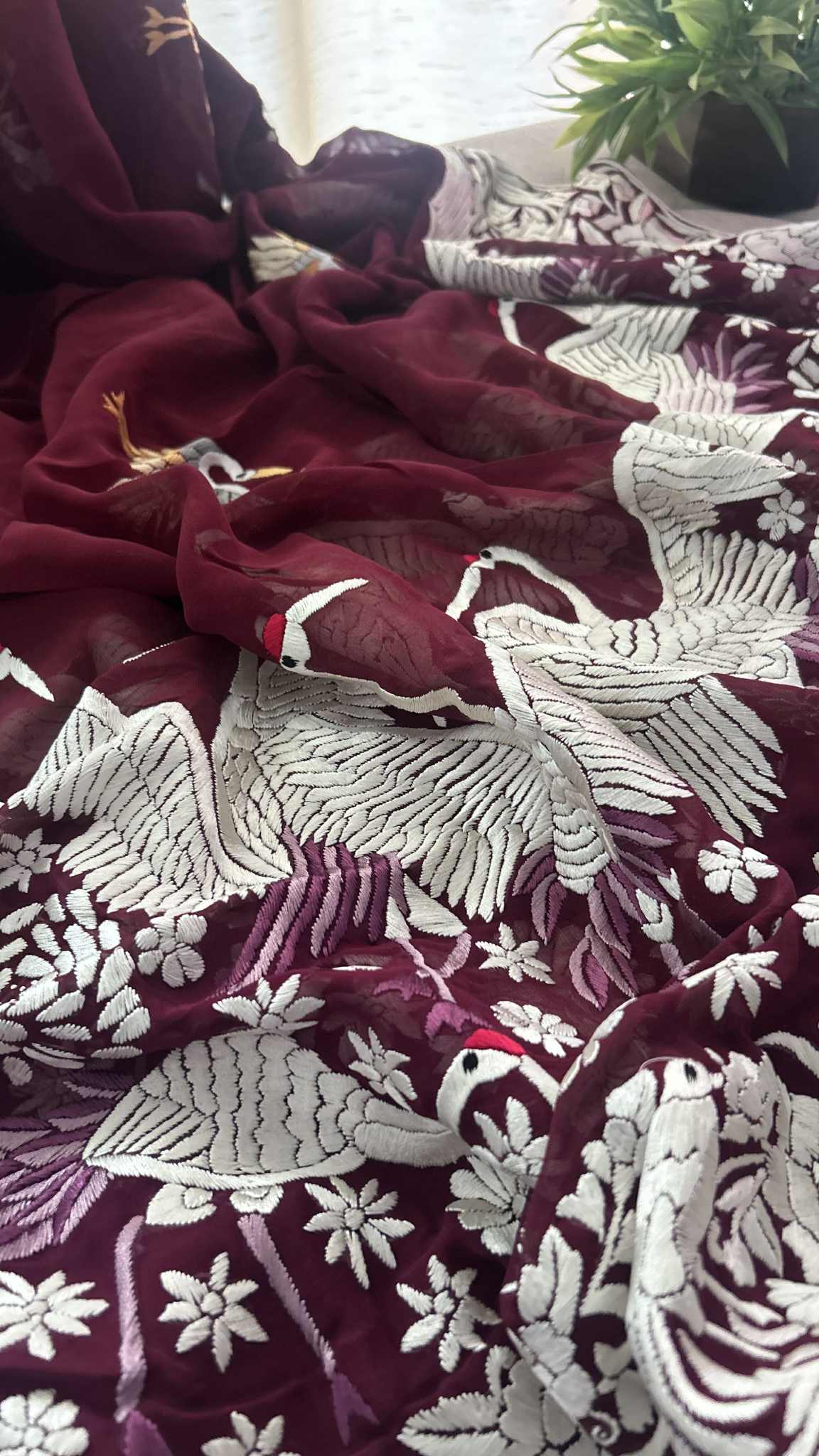 Designer Maroon Parsi Gara Dupatta