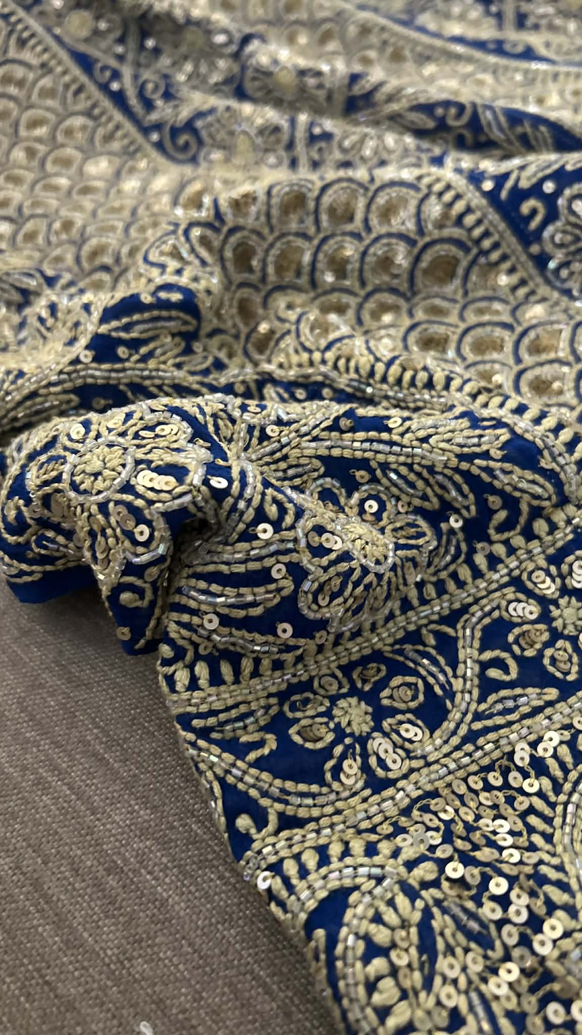 Masterpiece Royal Blue  Cut Dana & Sequins Work Chikankari Anarkali Suit