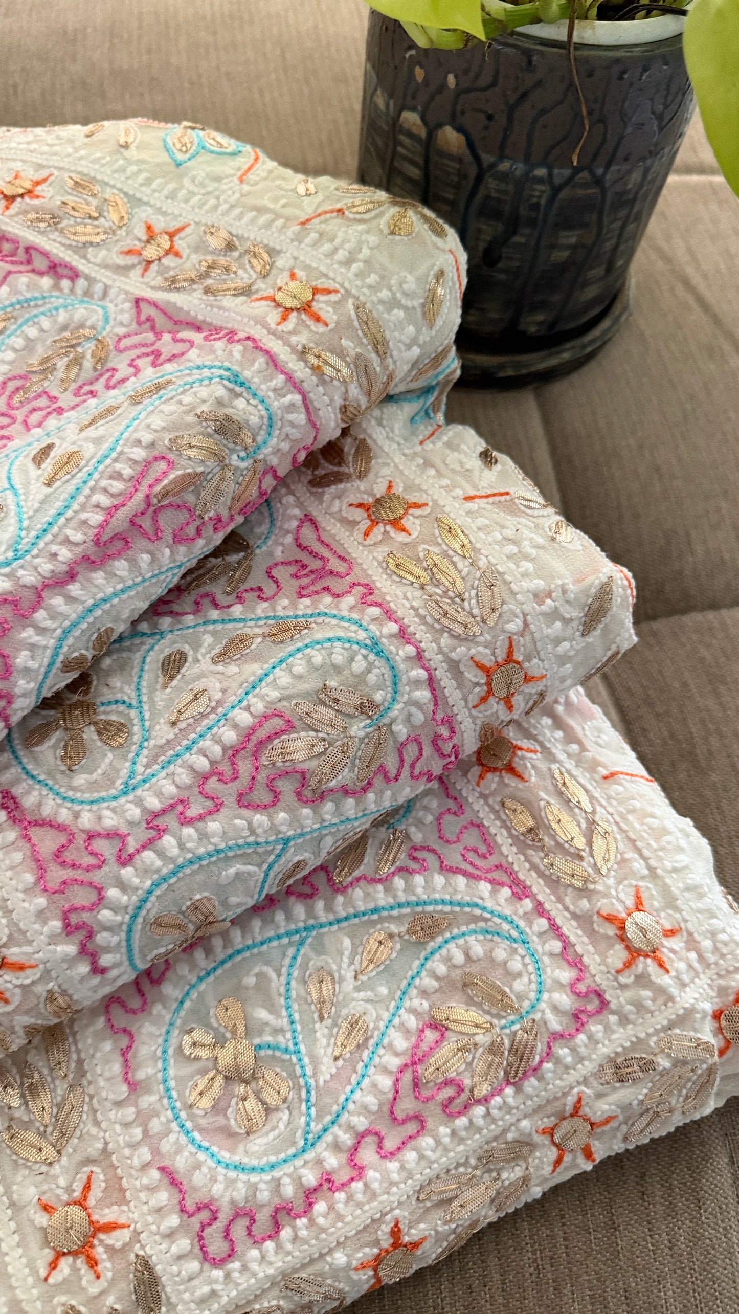 Multicolour Gota Patti Chikankari Dupatta