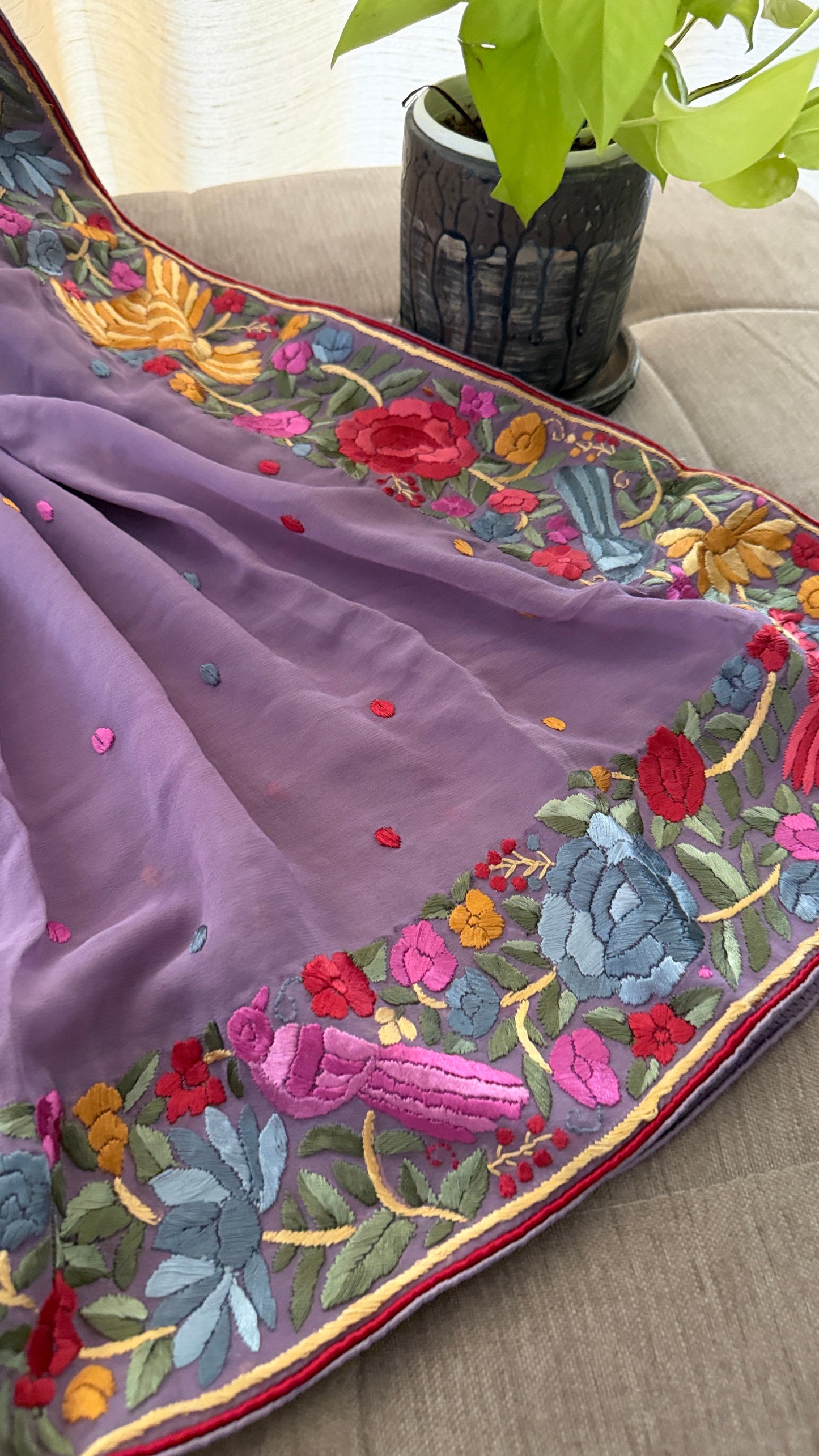 Dusty Purple Parsi Gara Dupatta