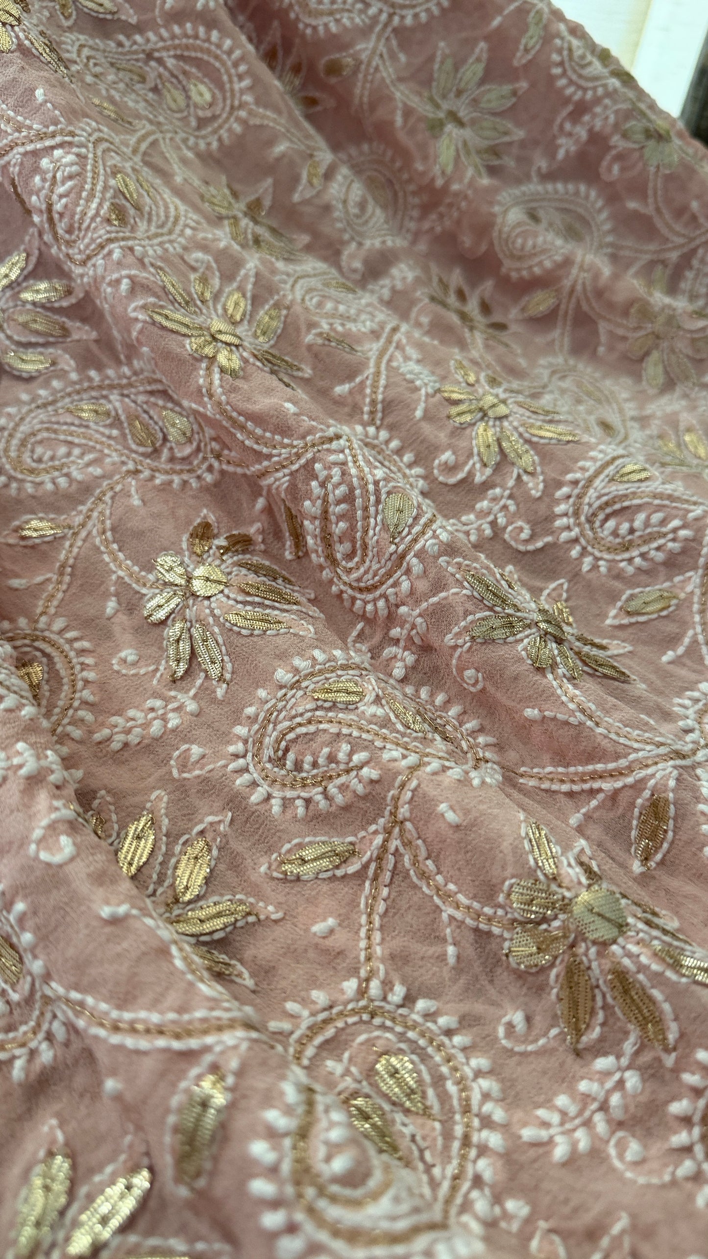 Pastel Pink Gota Patti Chikankari Dupatta