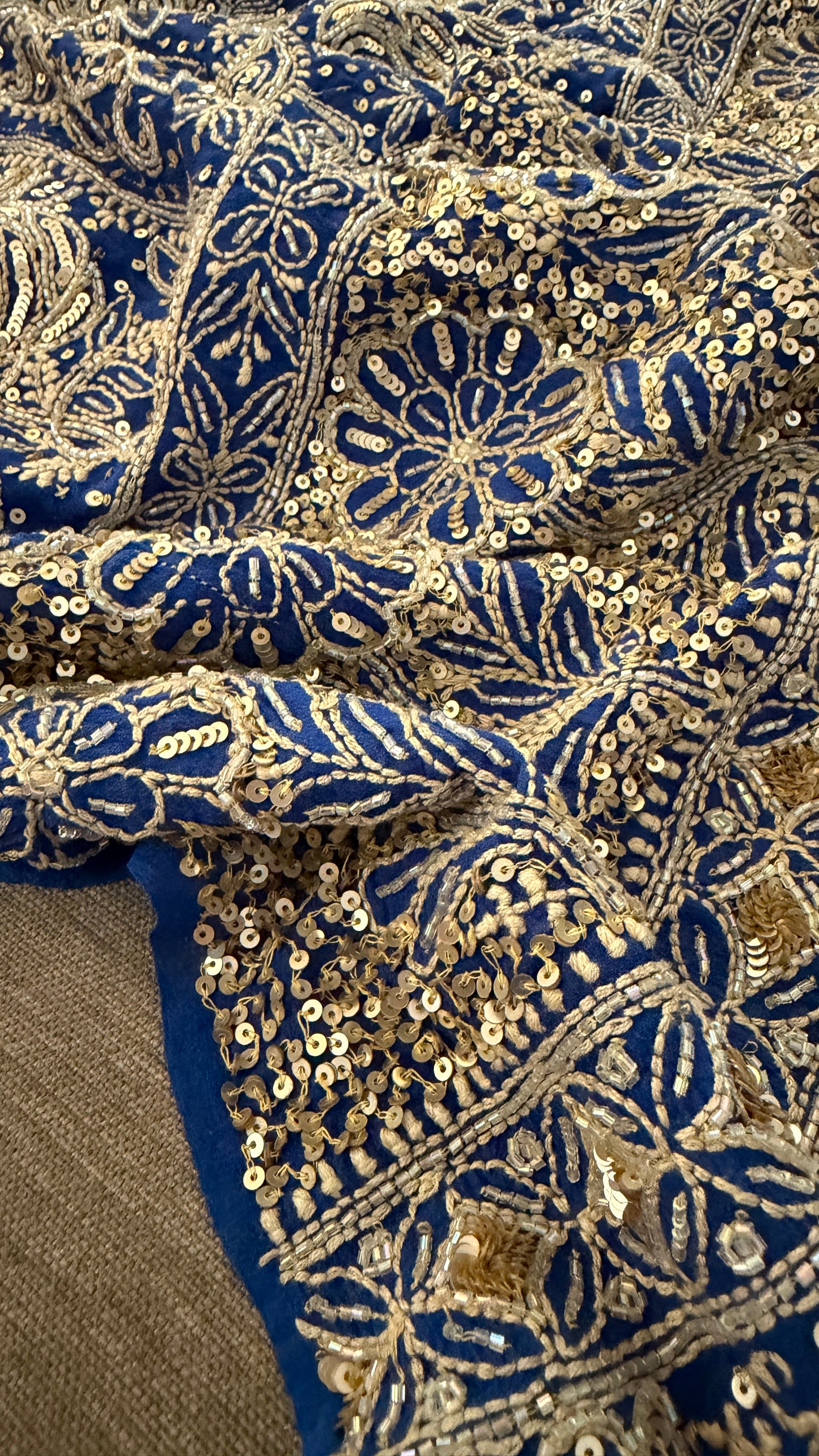 Masterpiece Royal Blue Cut Dana & Sequins Work Chikankari Anarkali Suit