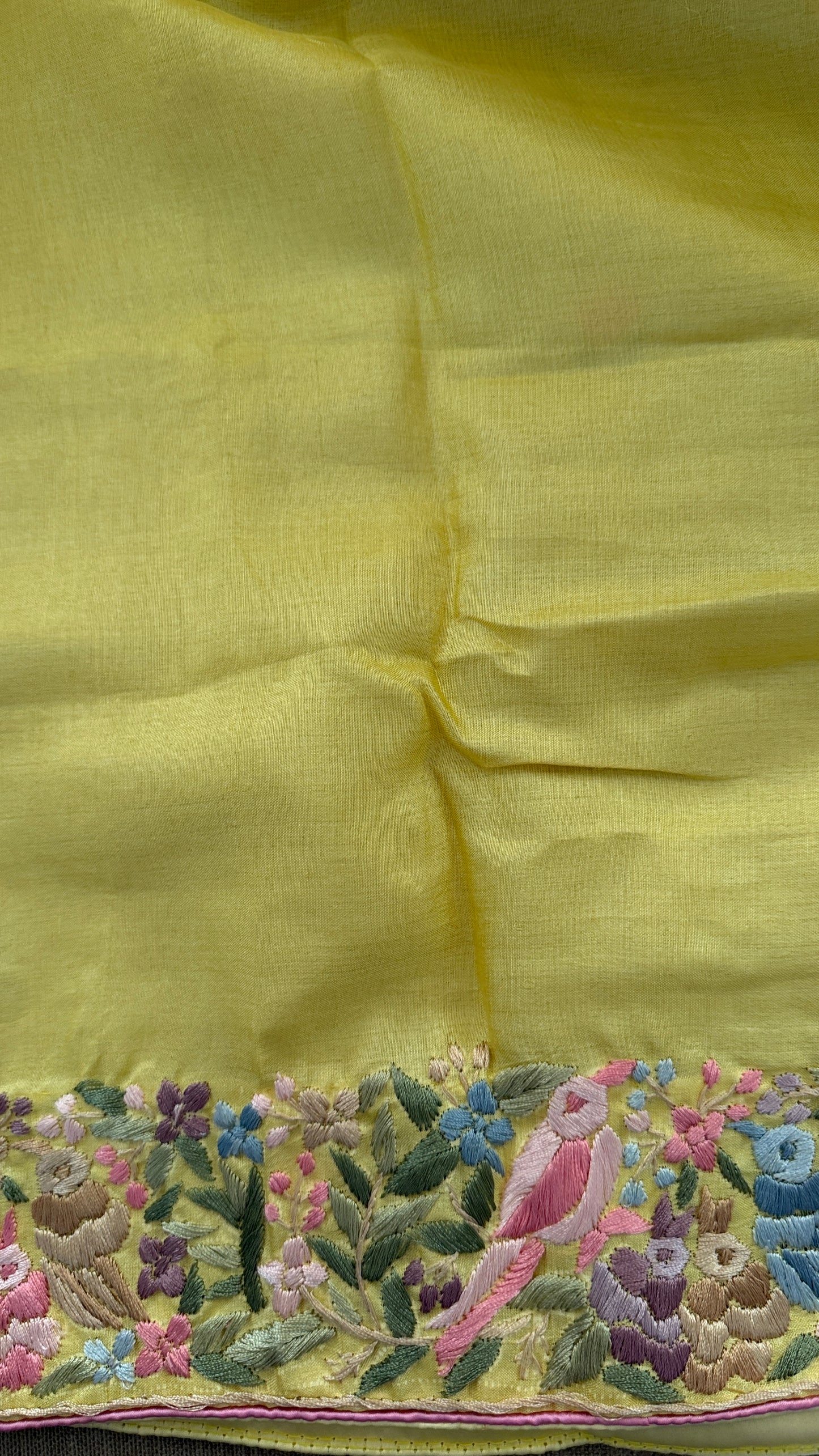 Designer Yellow Tussar Silk Parsi Gara Saree for Women