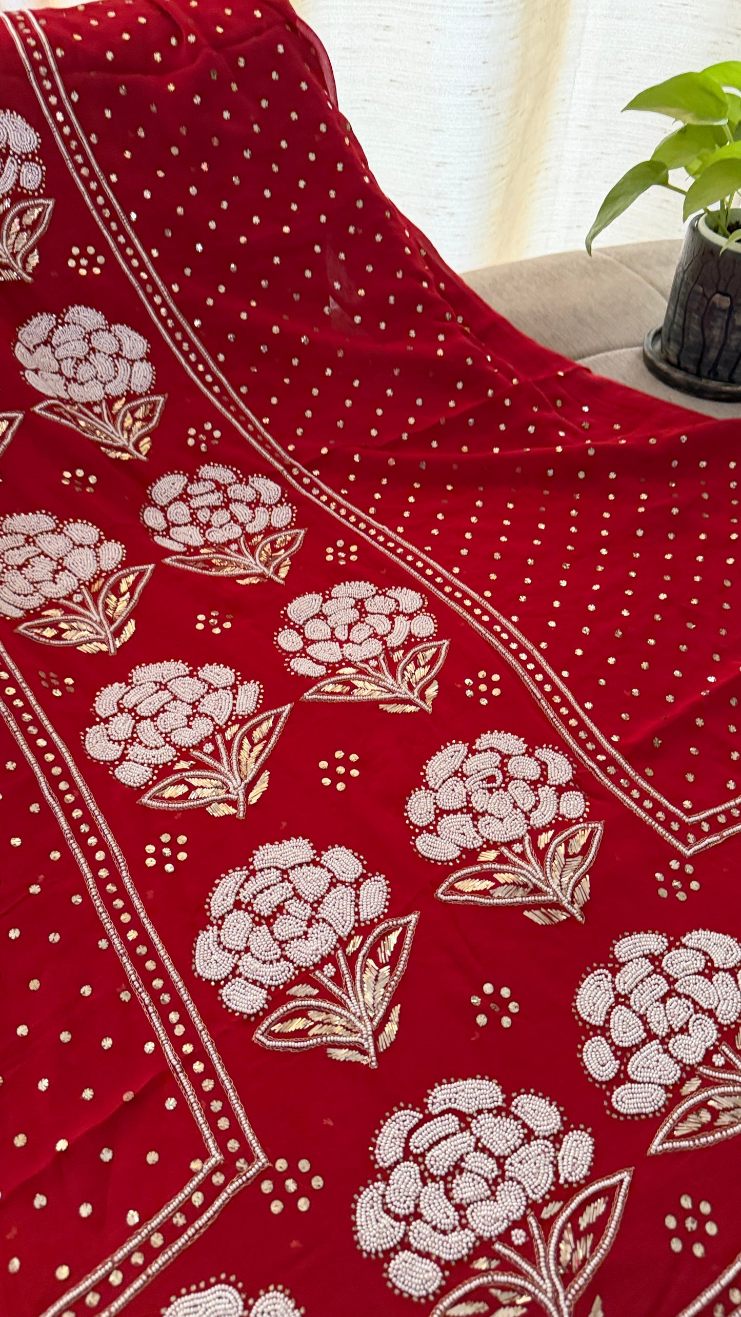 Masterpiece Red Pearl Kamdani Suit - Festive Collection