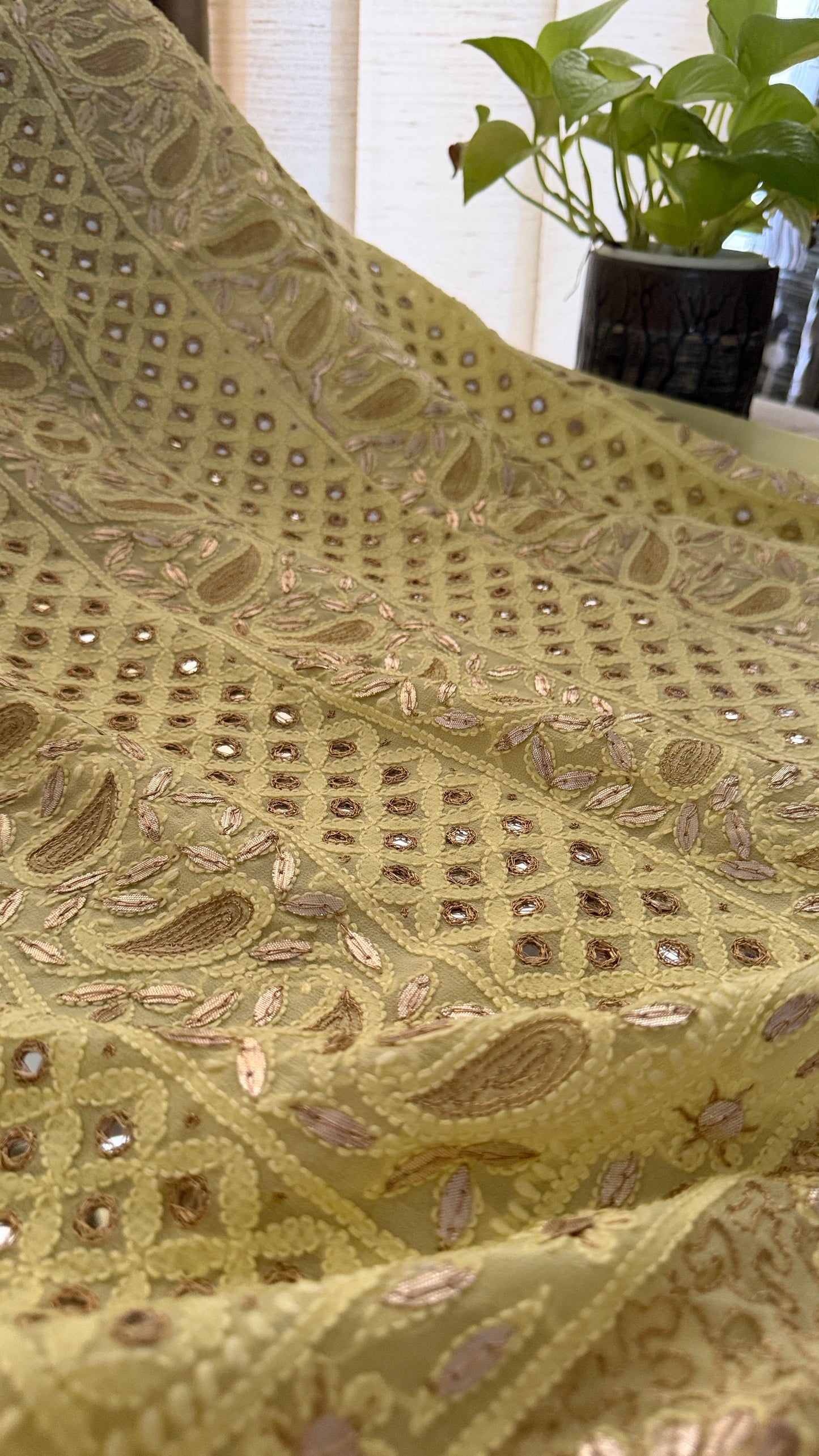 Yellow Mirror & Gota Patti Chikankari Suit