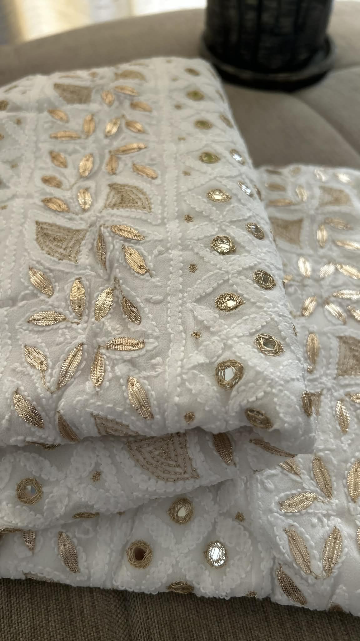 White Mirror & Gota Patti Chikankari Suit