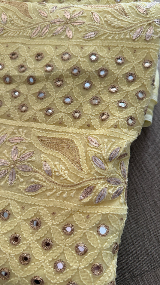 Yellow Mirror & Gota Patti Chikankari Suit