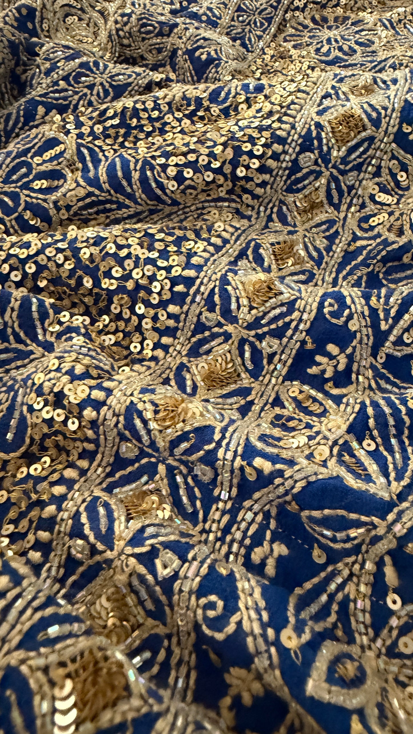 Masterpiece Royal Blue Cut Dana & Sequins Work Chikankari Anarkali Suit