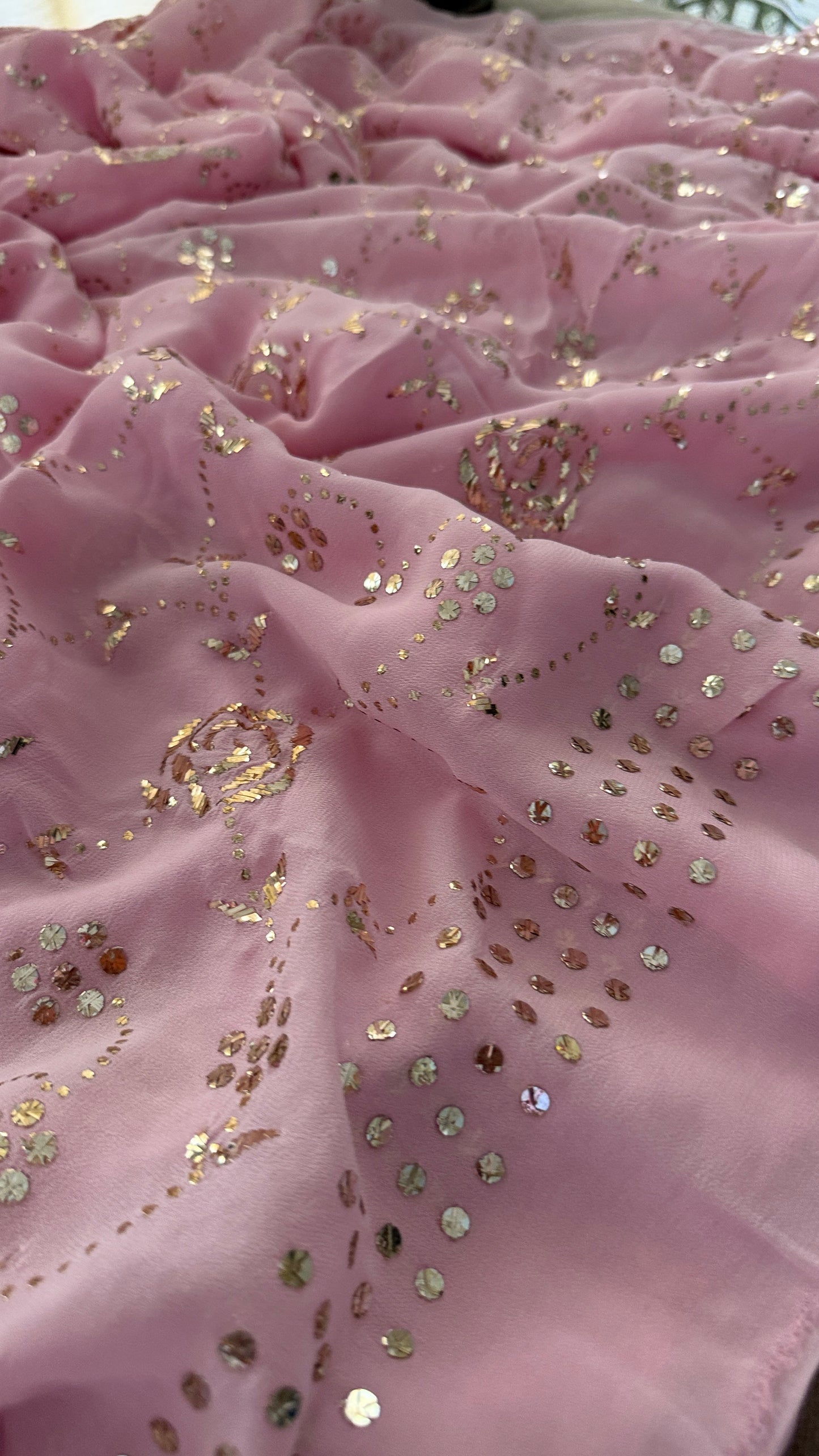 Designer Pink Kamdani Saree