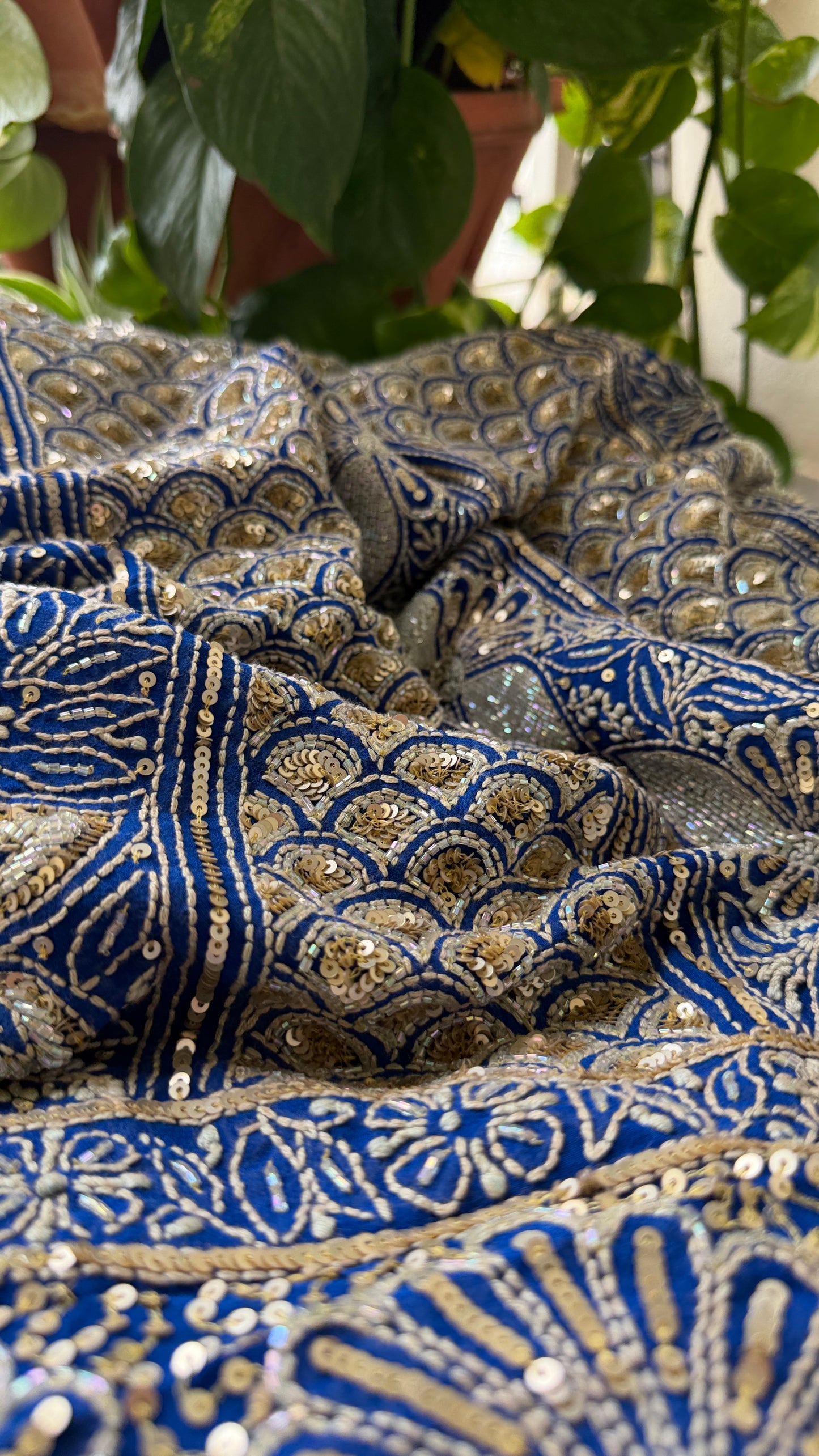 Royal Blue Embellished Chikankari Suit for Women