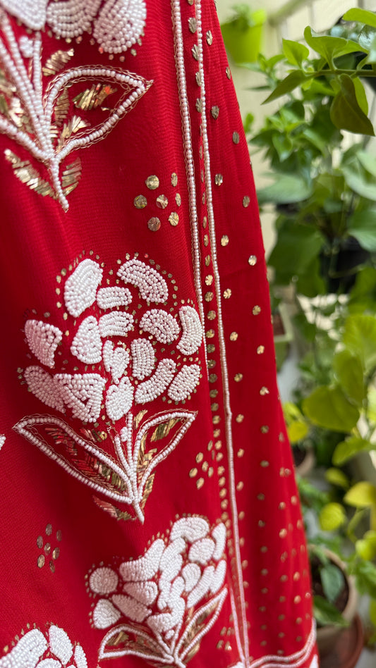 Masterpiece Red Pearl Kamdani Suit - Festive Collection