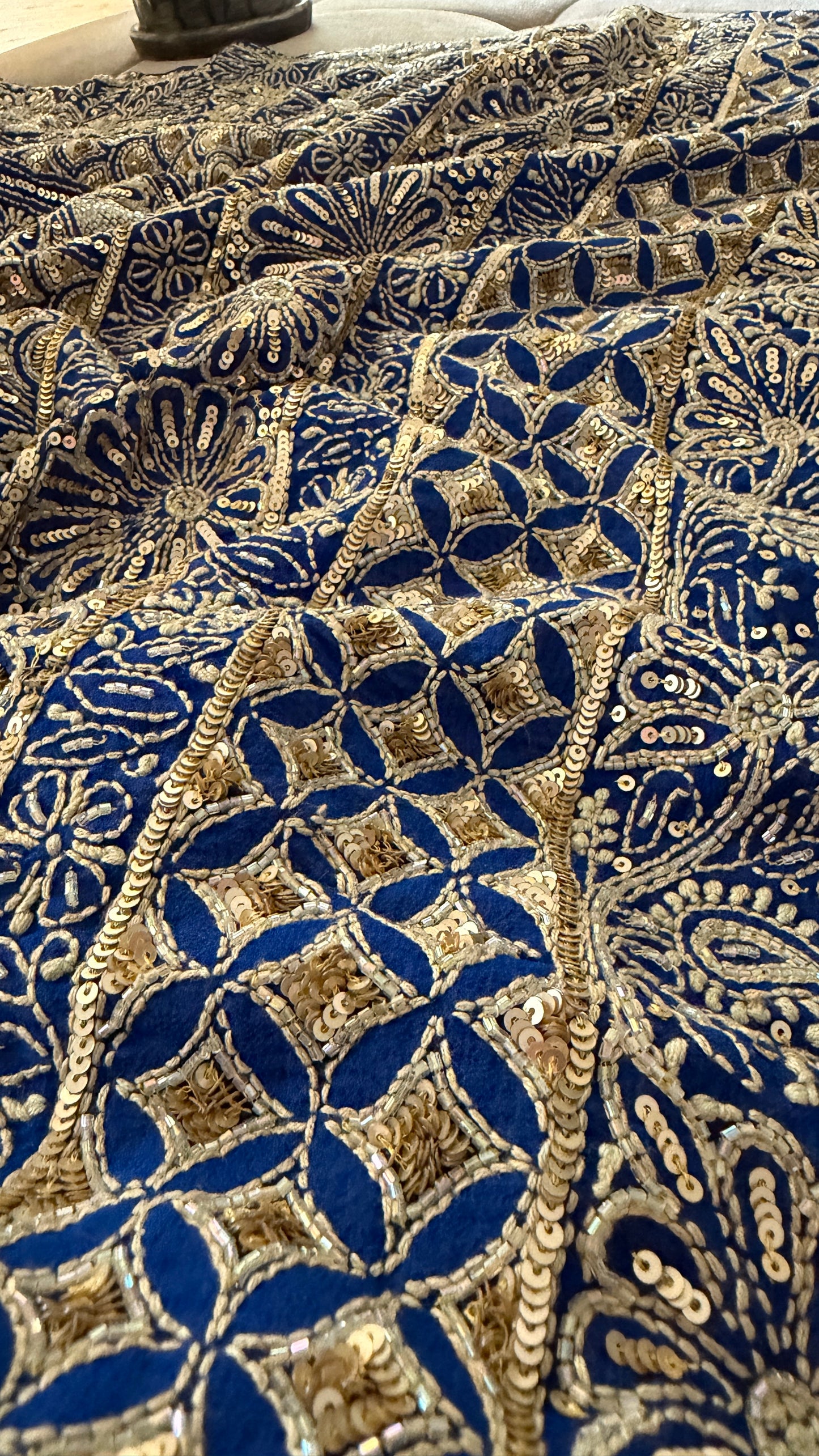 Royal Blue Embellished Chikankari Suit for Women