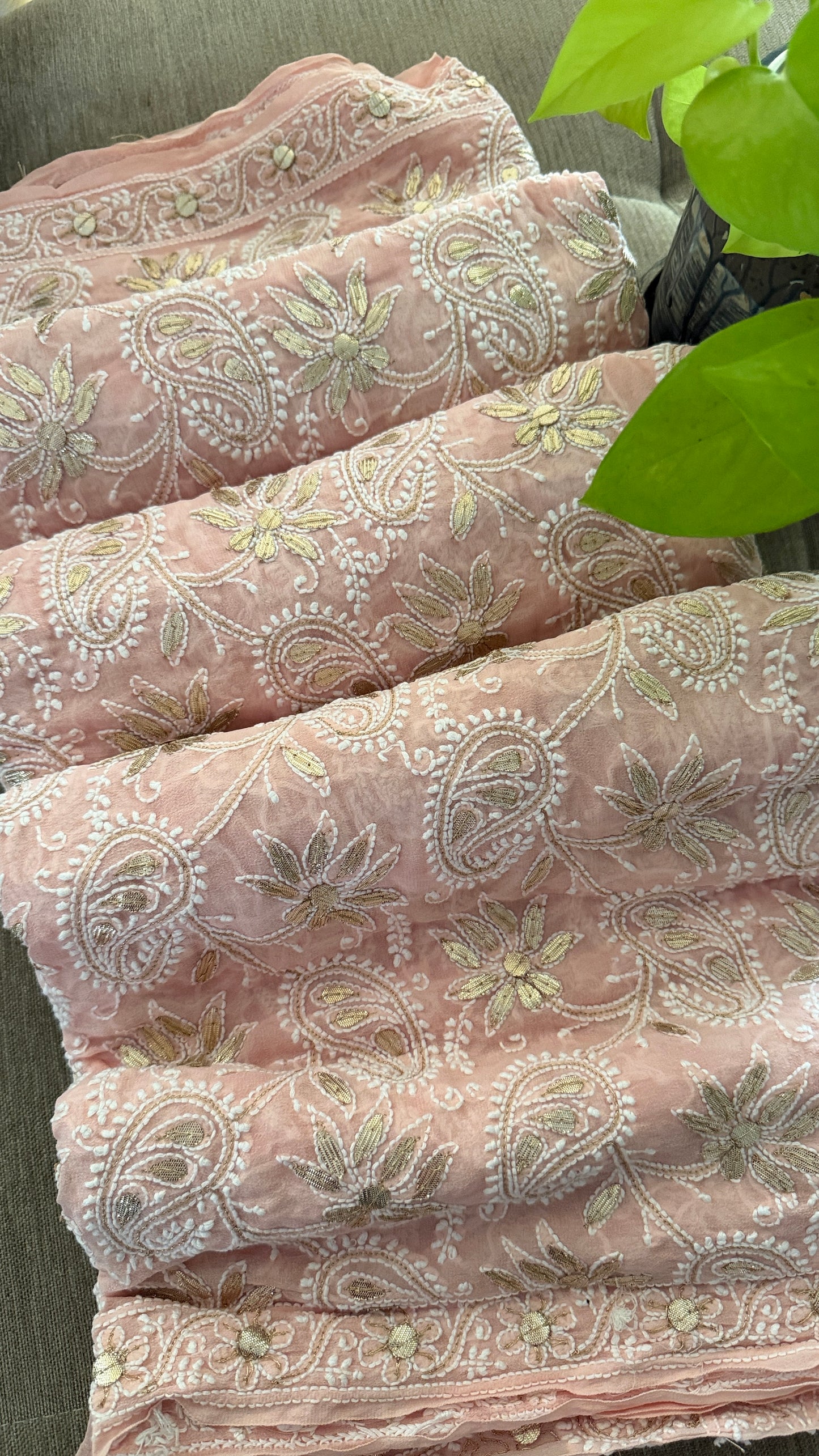Pastel Pink Gota Patti Chikankari Dupatta
