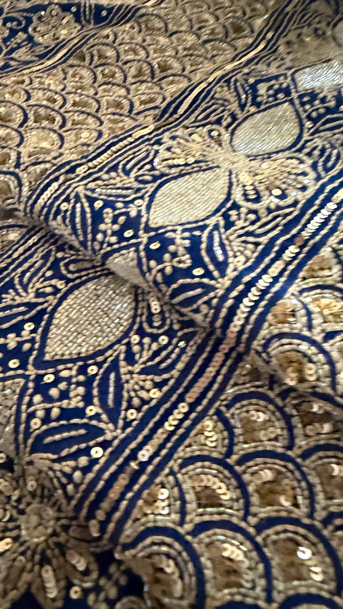 Royal Blue Gold Chikankari Suit for Women