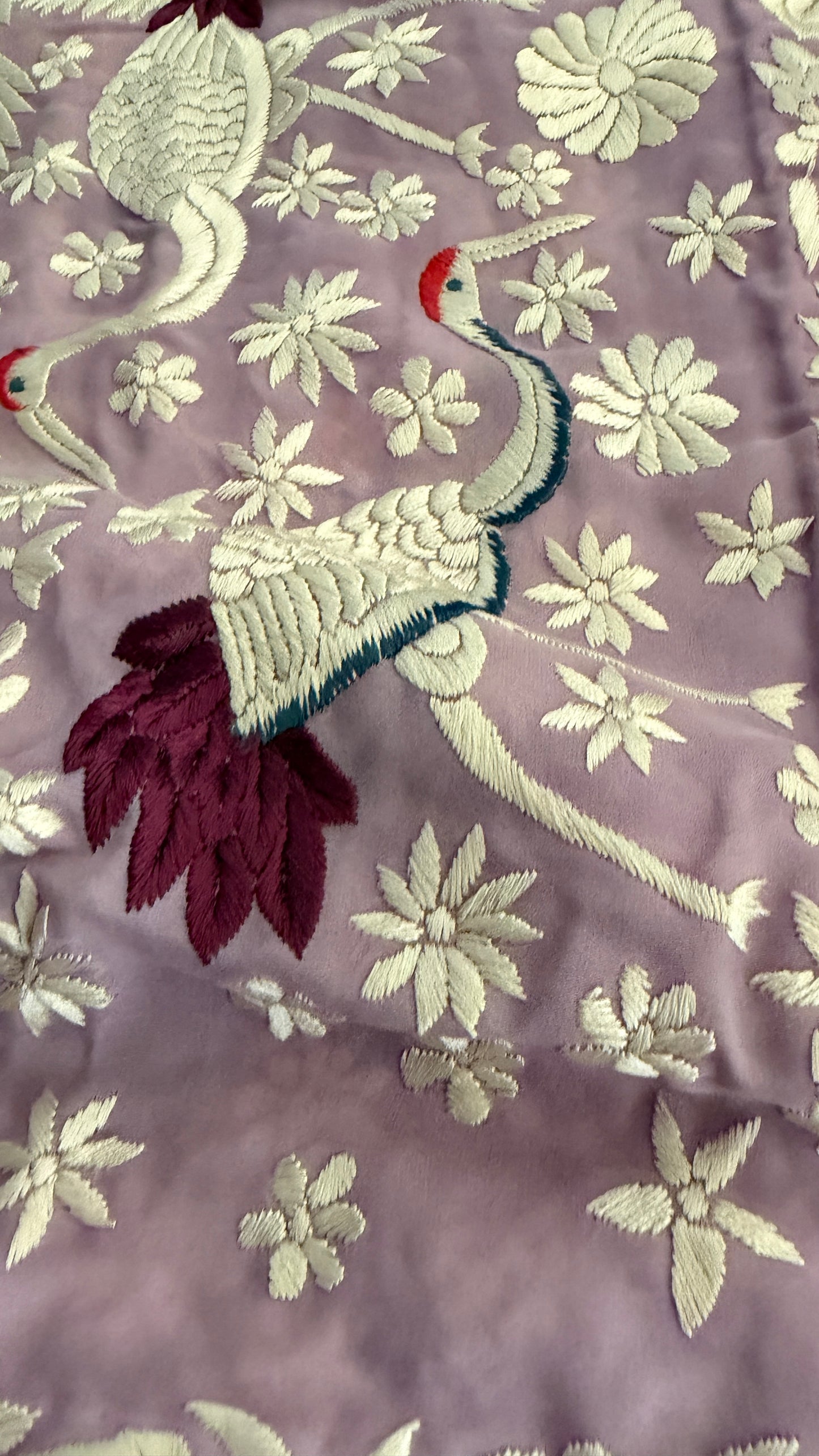 Lilac Pure Georgette Parsi Gara Dupatta