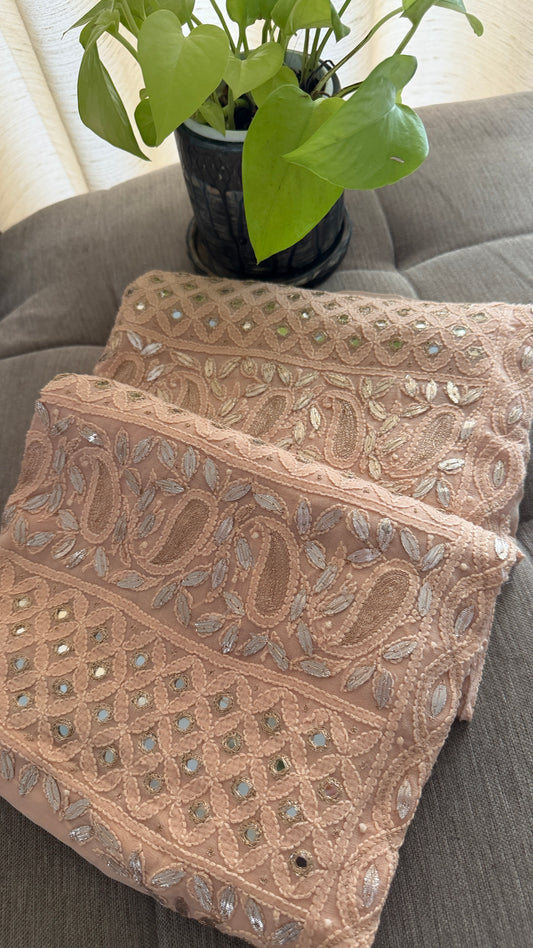 Dusty Peach Mirror & Gota Patti Chikankari Suit