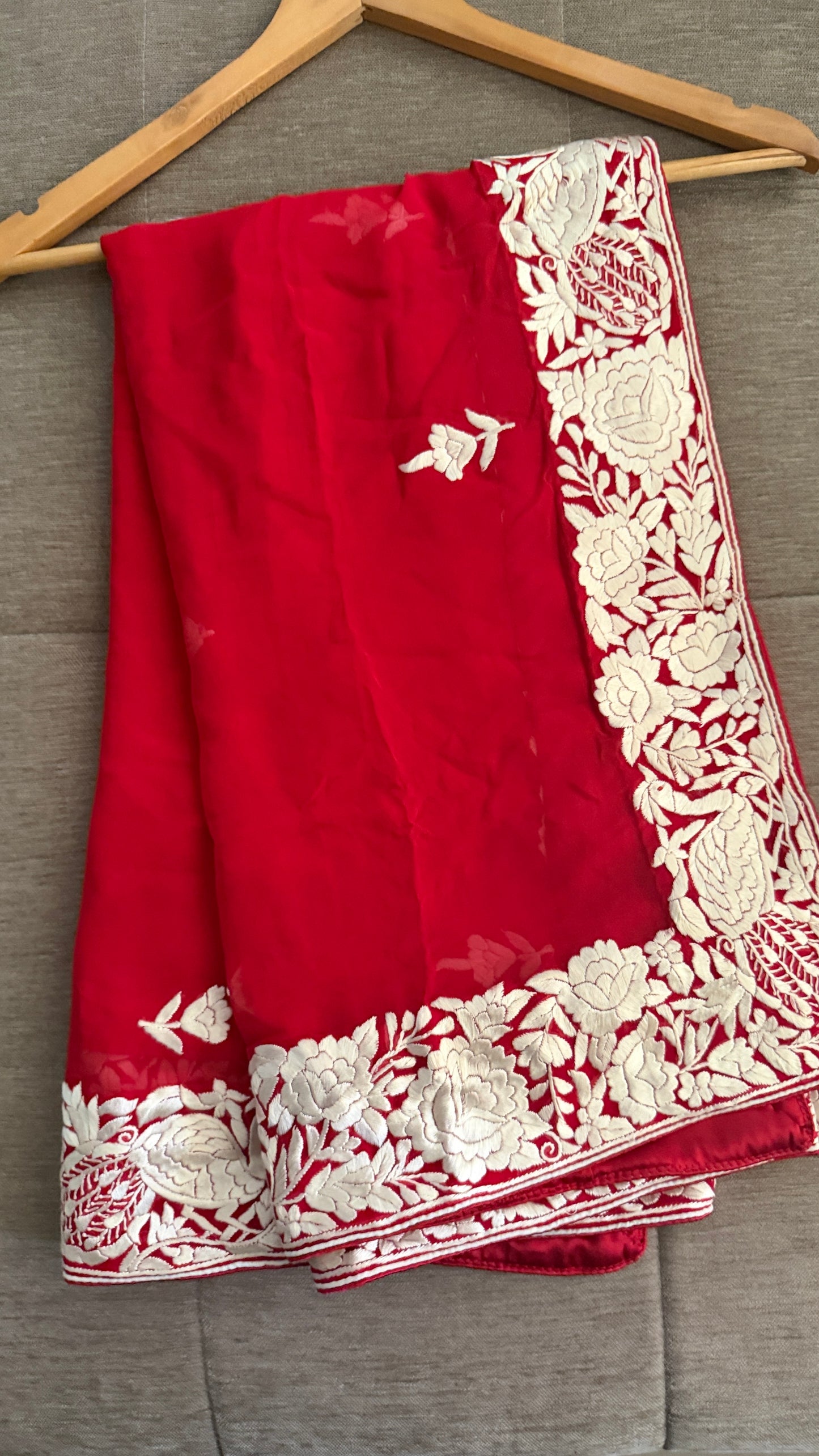 Bridal Red Parsi Gara Dupatta