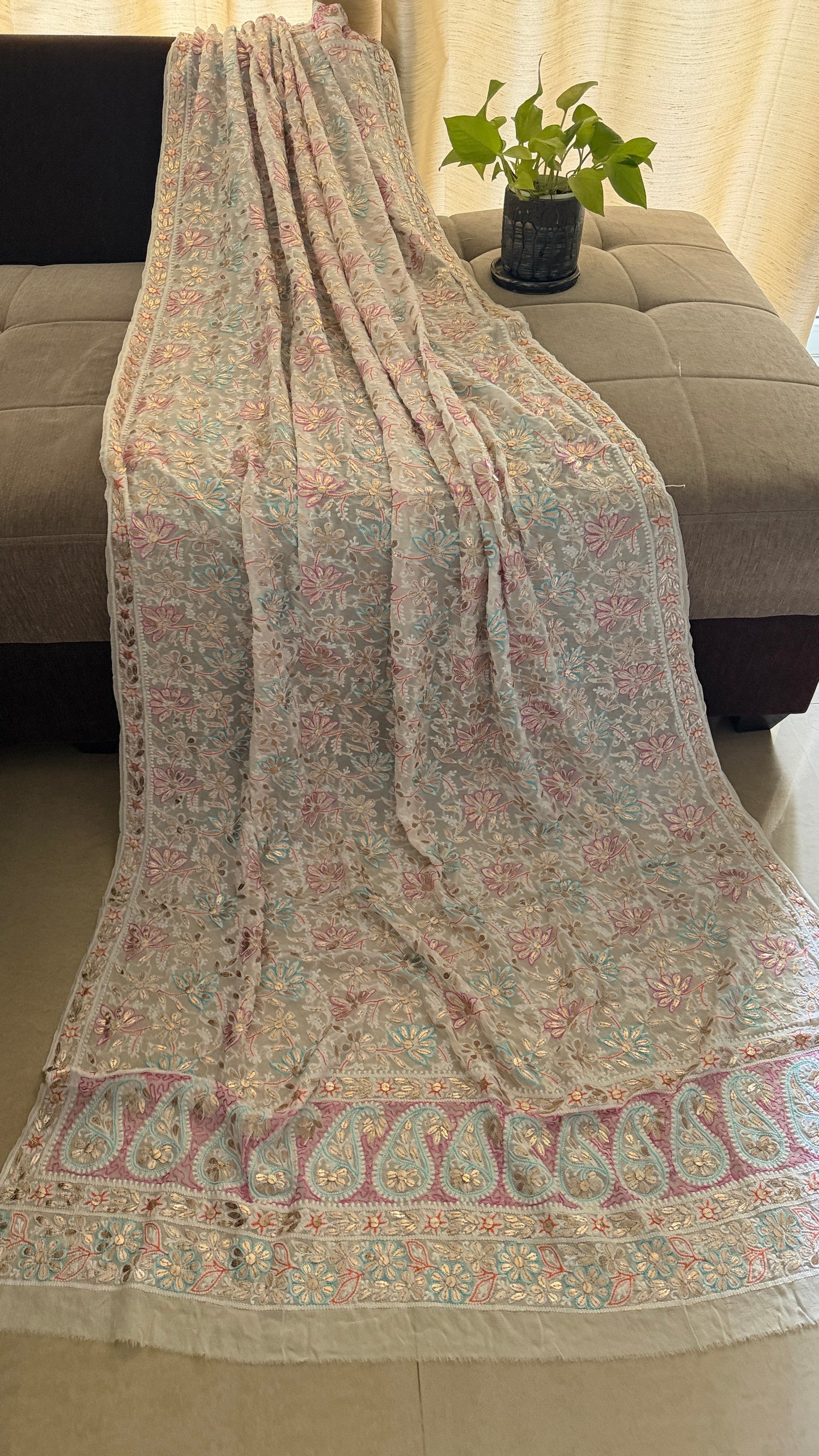 Multicolour Gota Patti Chikankari Dupatta