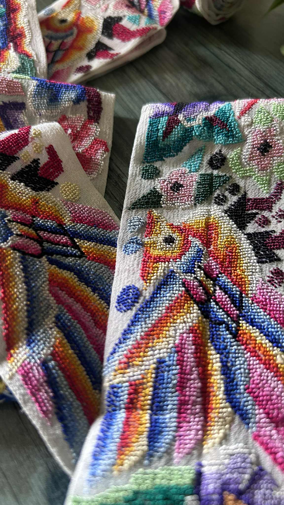 Ivory Exclusive Petit Point Hand Embroidered Border