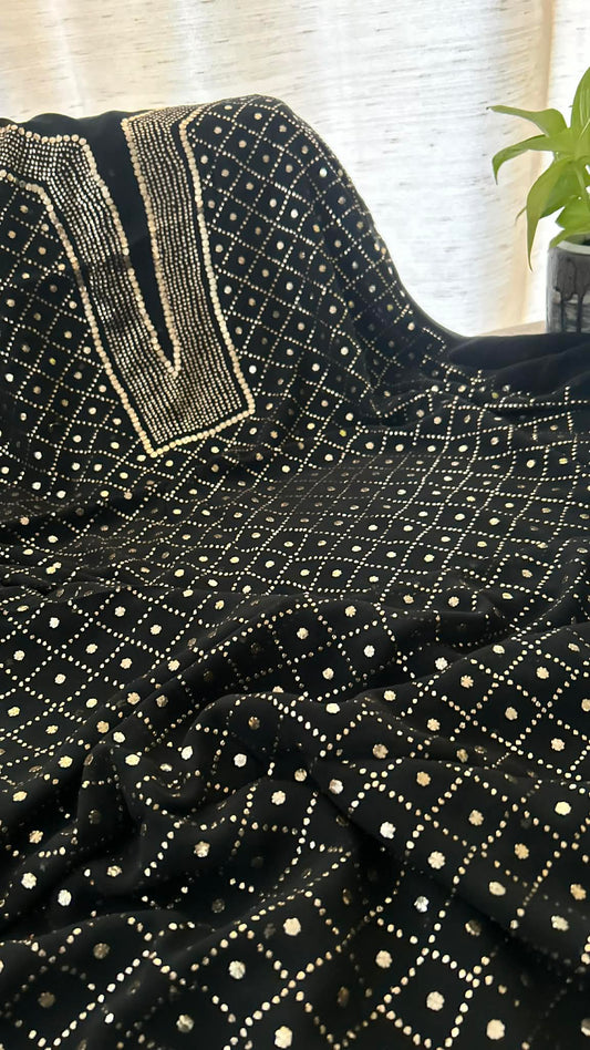 Elegant Black Mukaish Suit