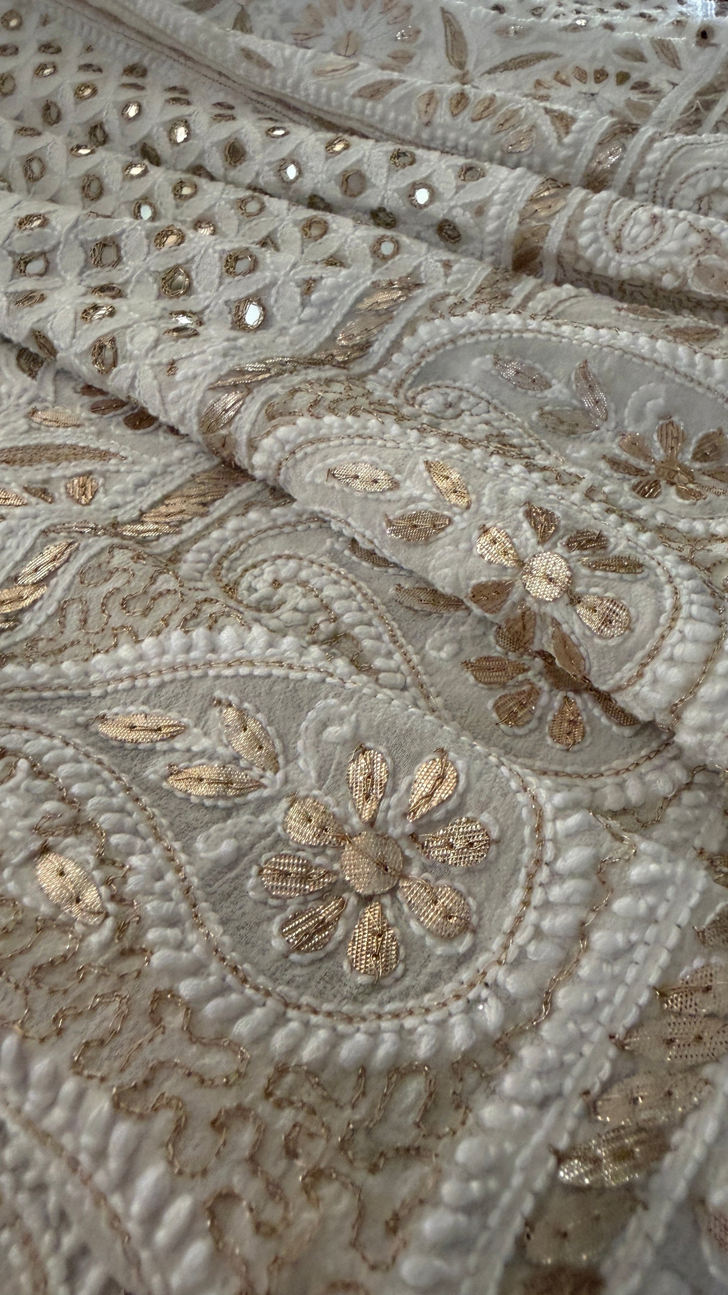 Ivory Mirror Gota Patti Chikankari Lehenga Set