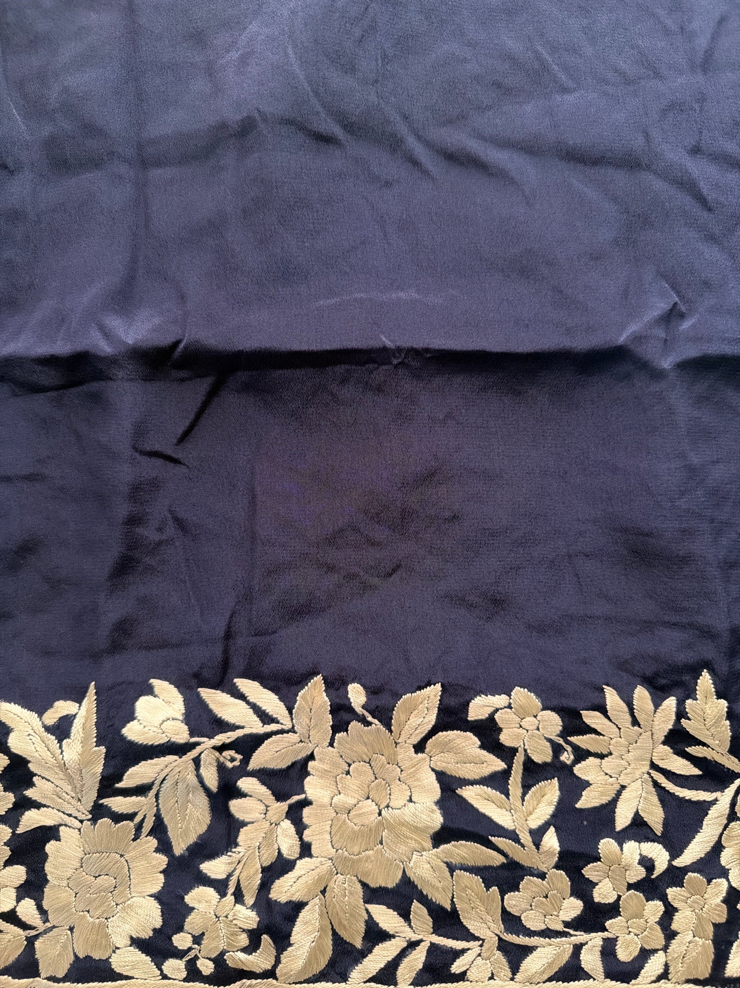 Designer Parsi Gara Saree - Self Design Pure Crepe