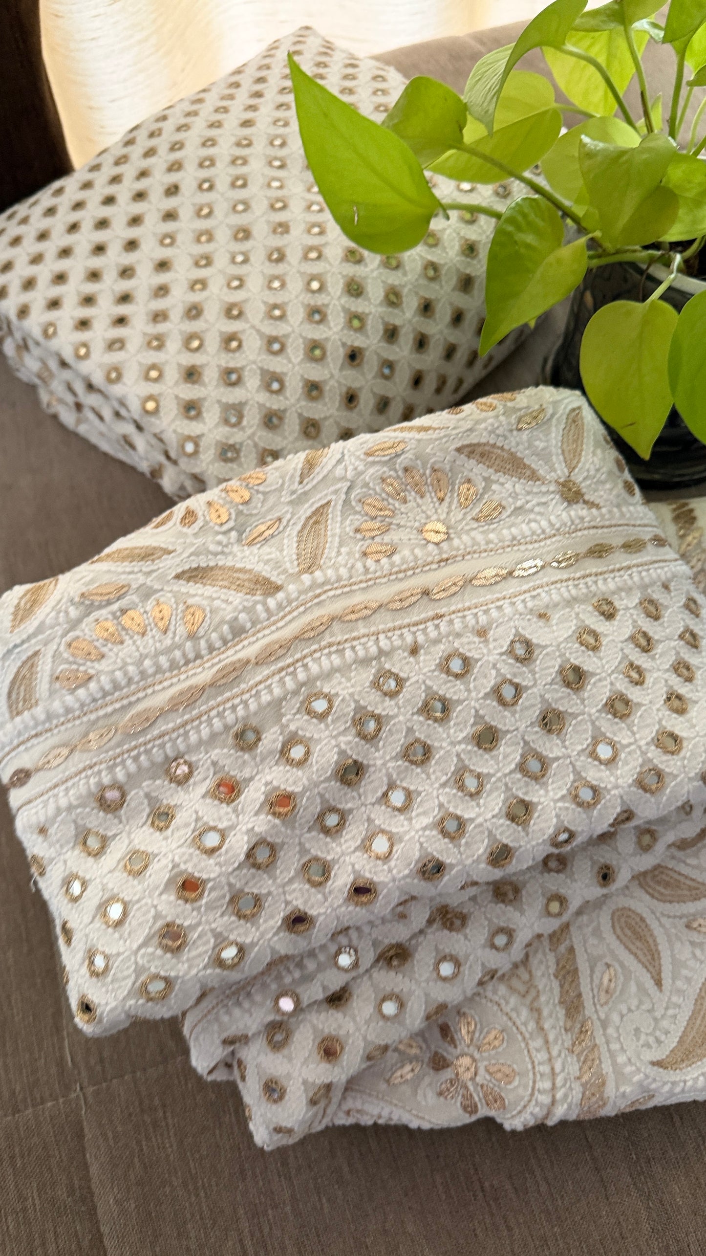 Ivory Mirror Gota Patti Chikankari Lehenga Set