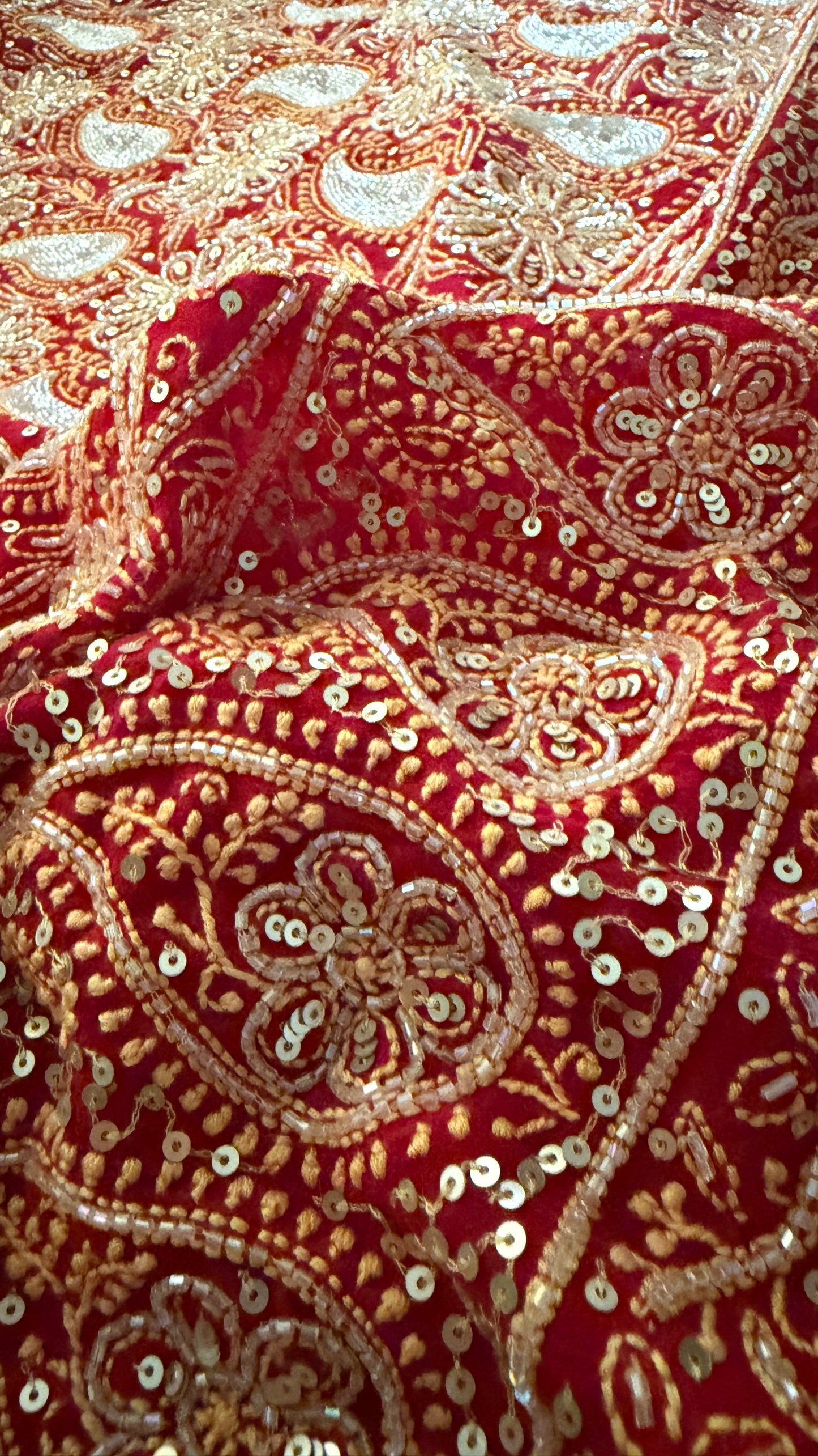 Masterpiece Red Cut Dana Sequin Chikankari Suit (Kurta & Dupatta)